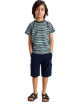 Polarn O. Pyret Kids' Organic Cotton Stripe T-Shirt, Blue