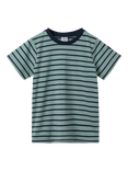 Polarn O. Pyret Kids' Organic Cotton Stripe T-Shirt, Blue