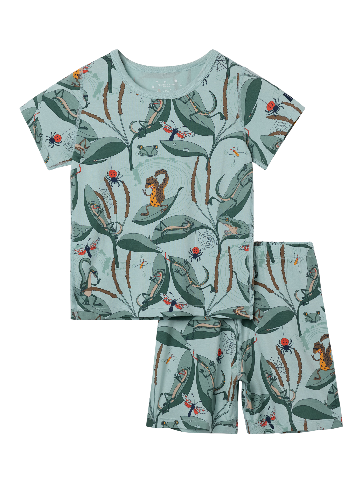 Polarn O. Pyret Kids' Lizard Print Shortie Pyjama Set, Blue