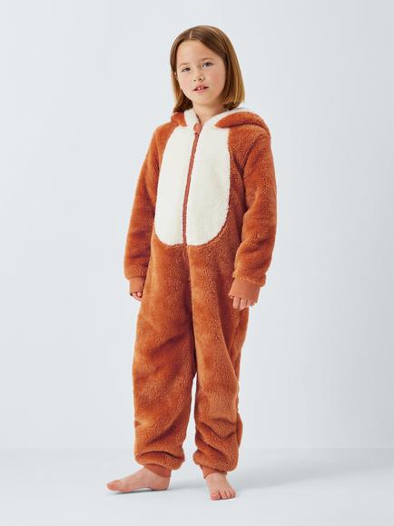 John Lewis Kids' Fox Onesie, Orange - view 2, Orange