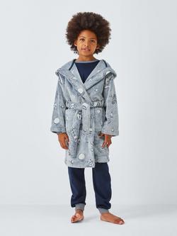 John Lewis Kids' Space Glow in the Dark Dressing Gown, Grey - view 2, Grey