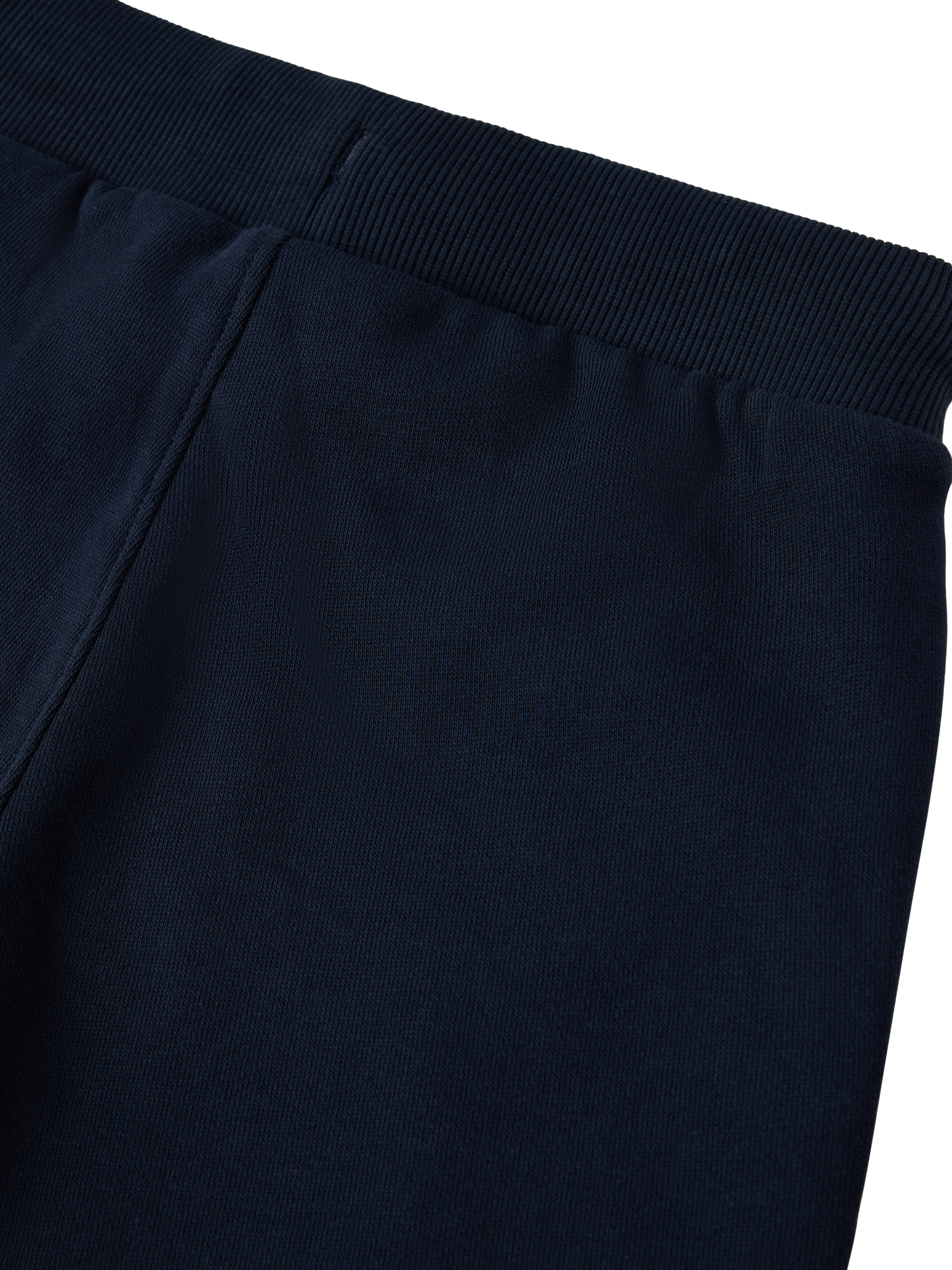 Product image 3 of 3, which shows Polarn O. Pyret Kids' Organic Cotton Jogger Shorts, Dark Blue, 12-18 months