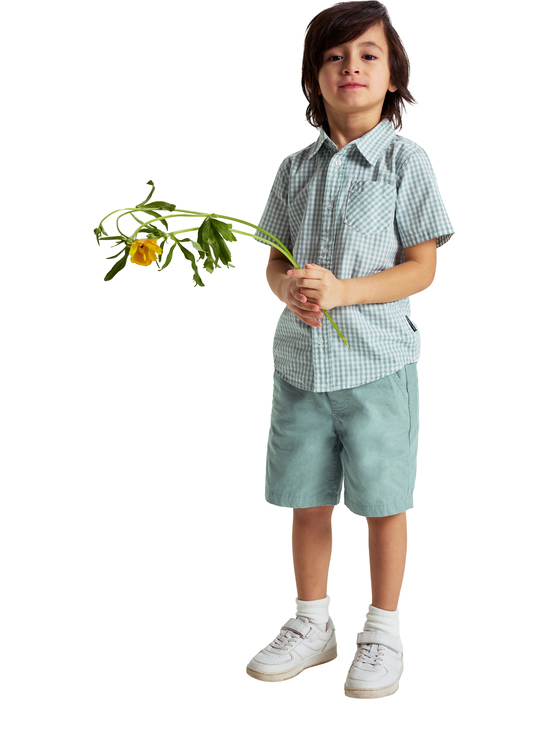 Product image 1 of 3, which shows Polarn O. Pyret Kids' Cotton Pull-On Shorts, Duck Egg Blue, 2-3 years