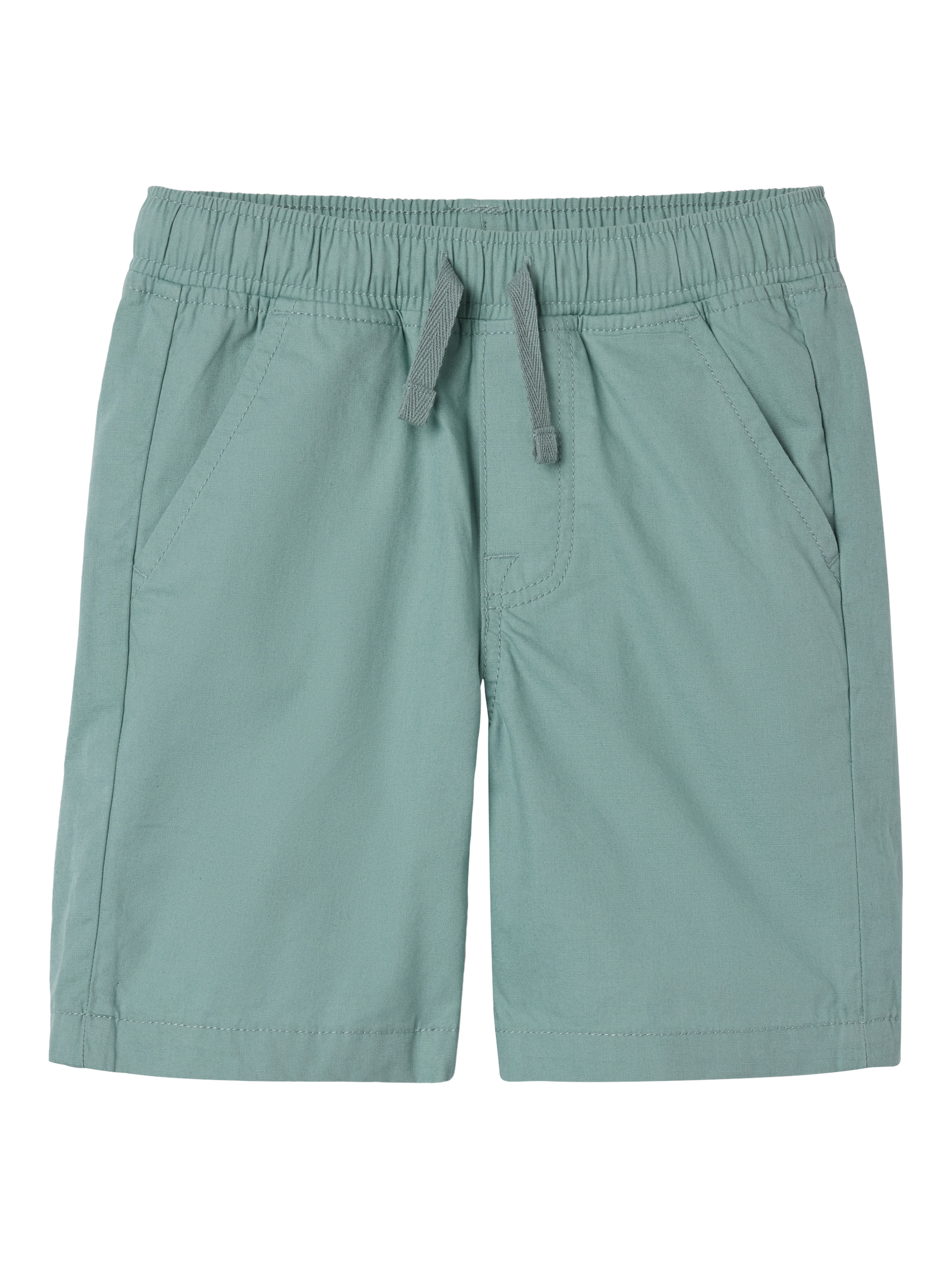 Product image 2 of 3, which shows Polarn O. Pyret Kids' Cotton Pull-On Shorts, Duck Egg Blue, 2-3 years