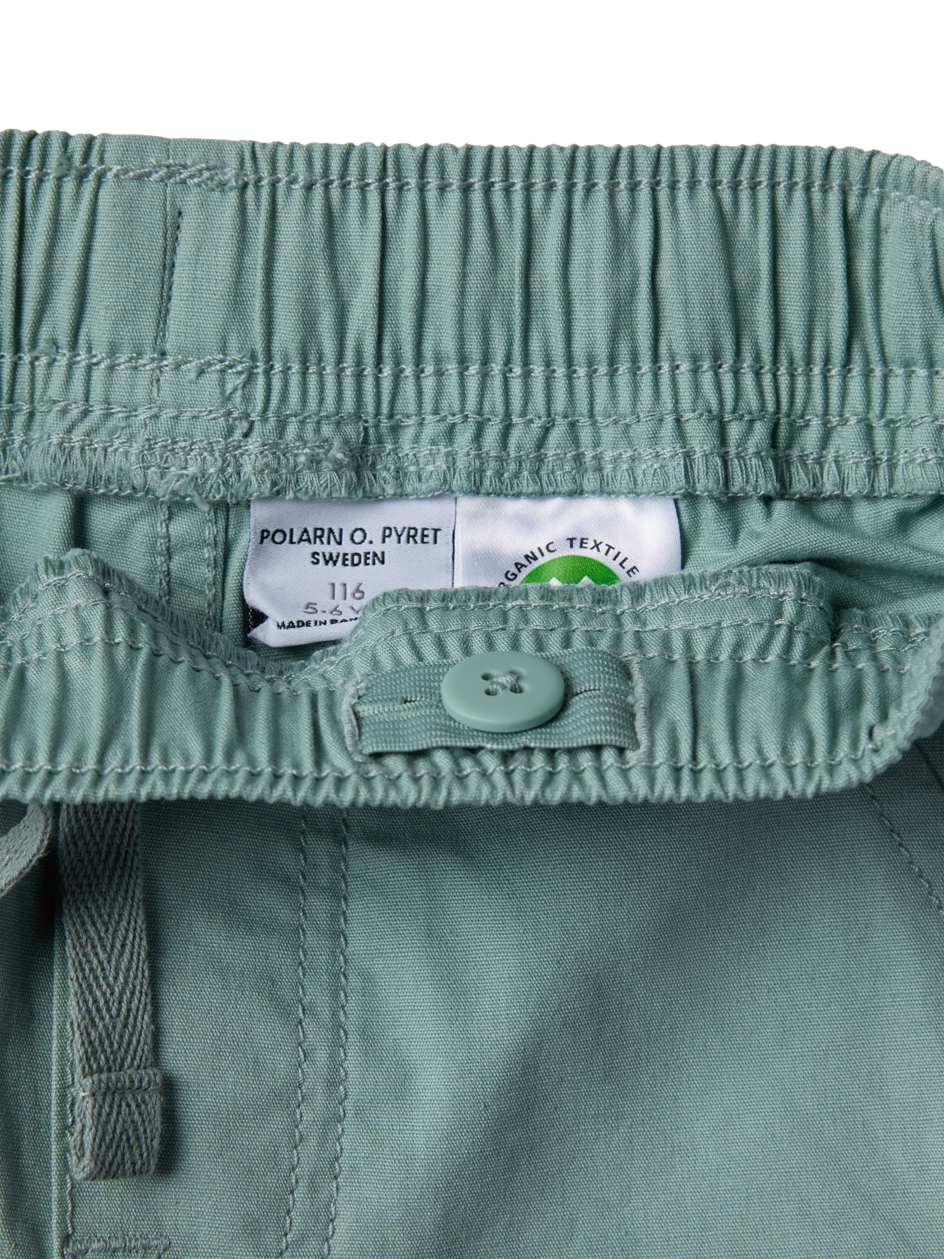 Product image 3 of 3, which shows Polarn O. Pyret Kids' Cotton Pull-On Shorts, Duck Egg Blue, 2-3 years