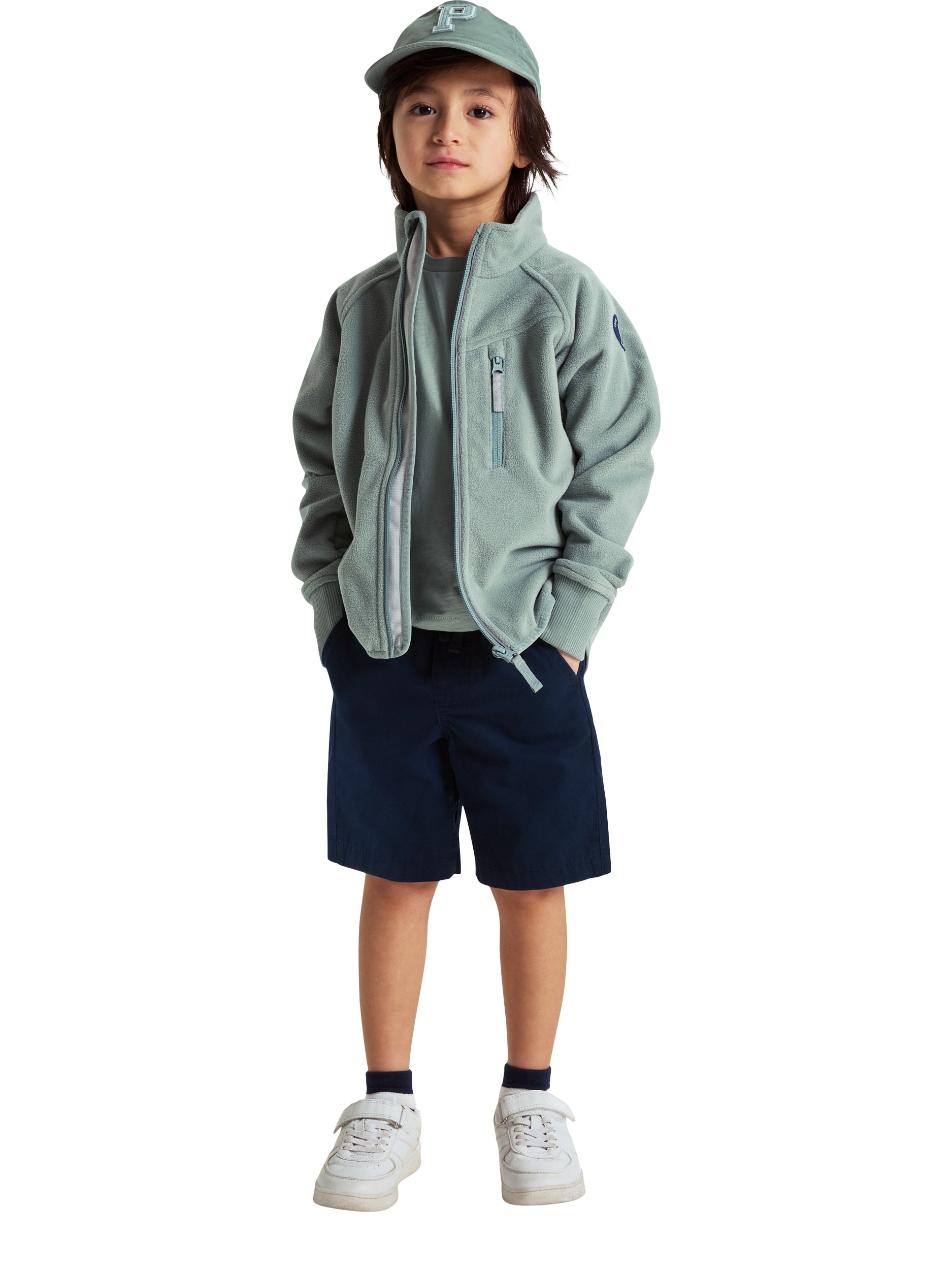Product image 1 of 3, which shows Polarn O. Pyret Kids' Cotton Pull-On Shorts, Blue, 18-24 months