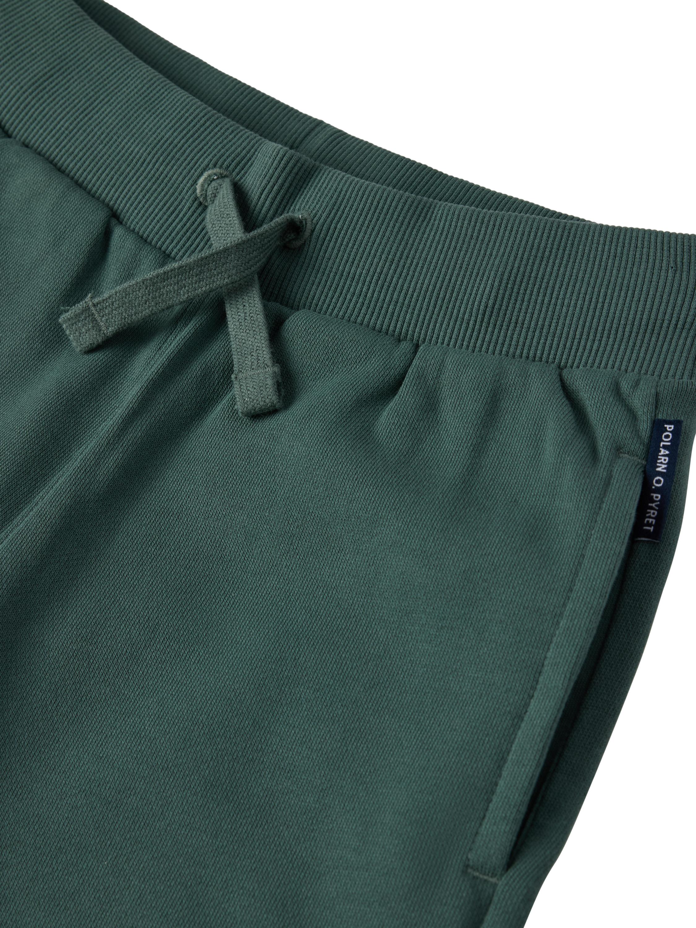 Product image 3 of 3, which shows Polarn O. Pyret Kids' Organic Cotton Jogger Shorts, Green, 12-18 months