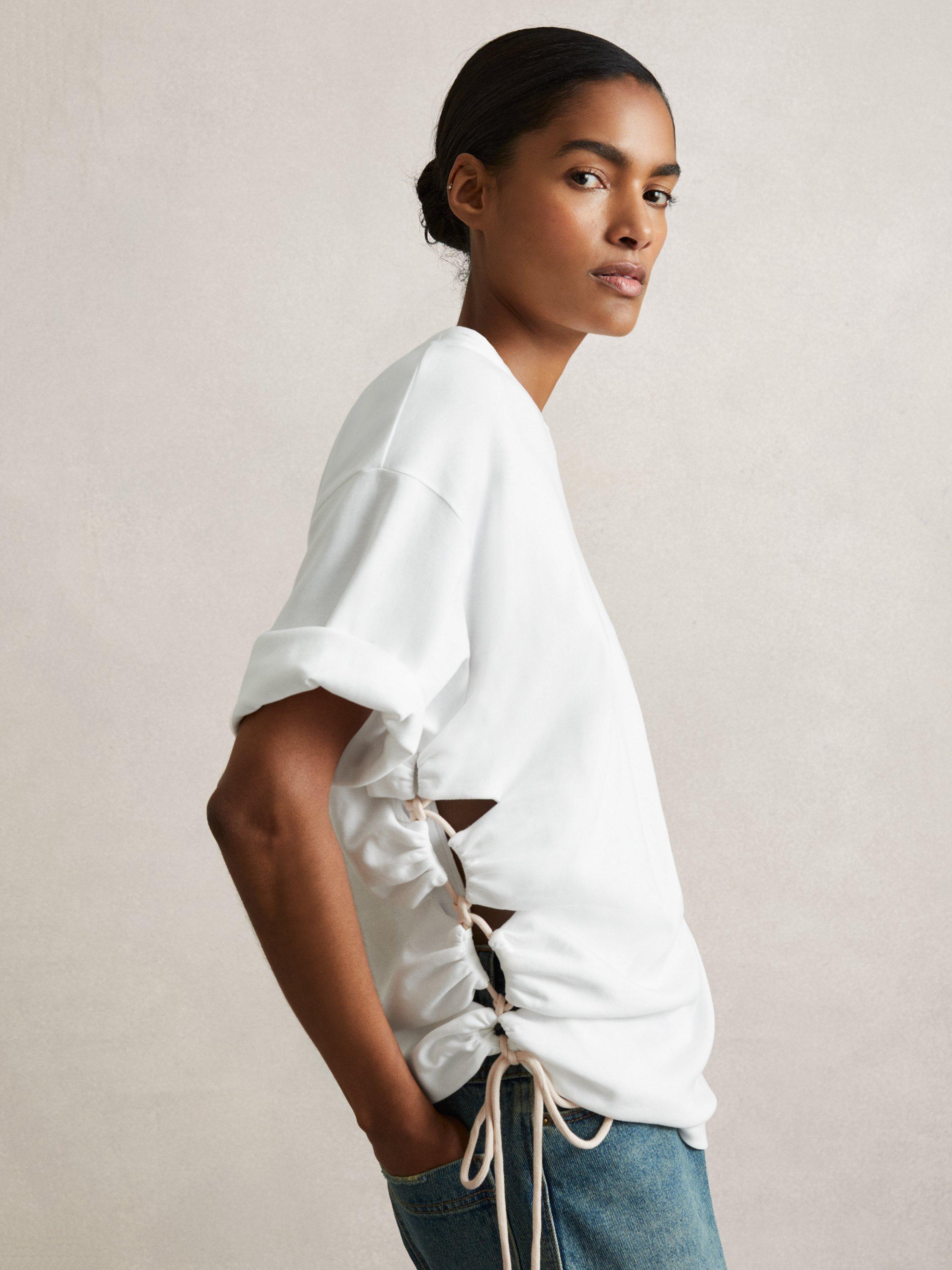 Product image 1 of 4, which shows Reiss Atelier Berkeley Rope Detail Top, White, 6