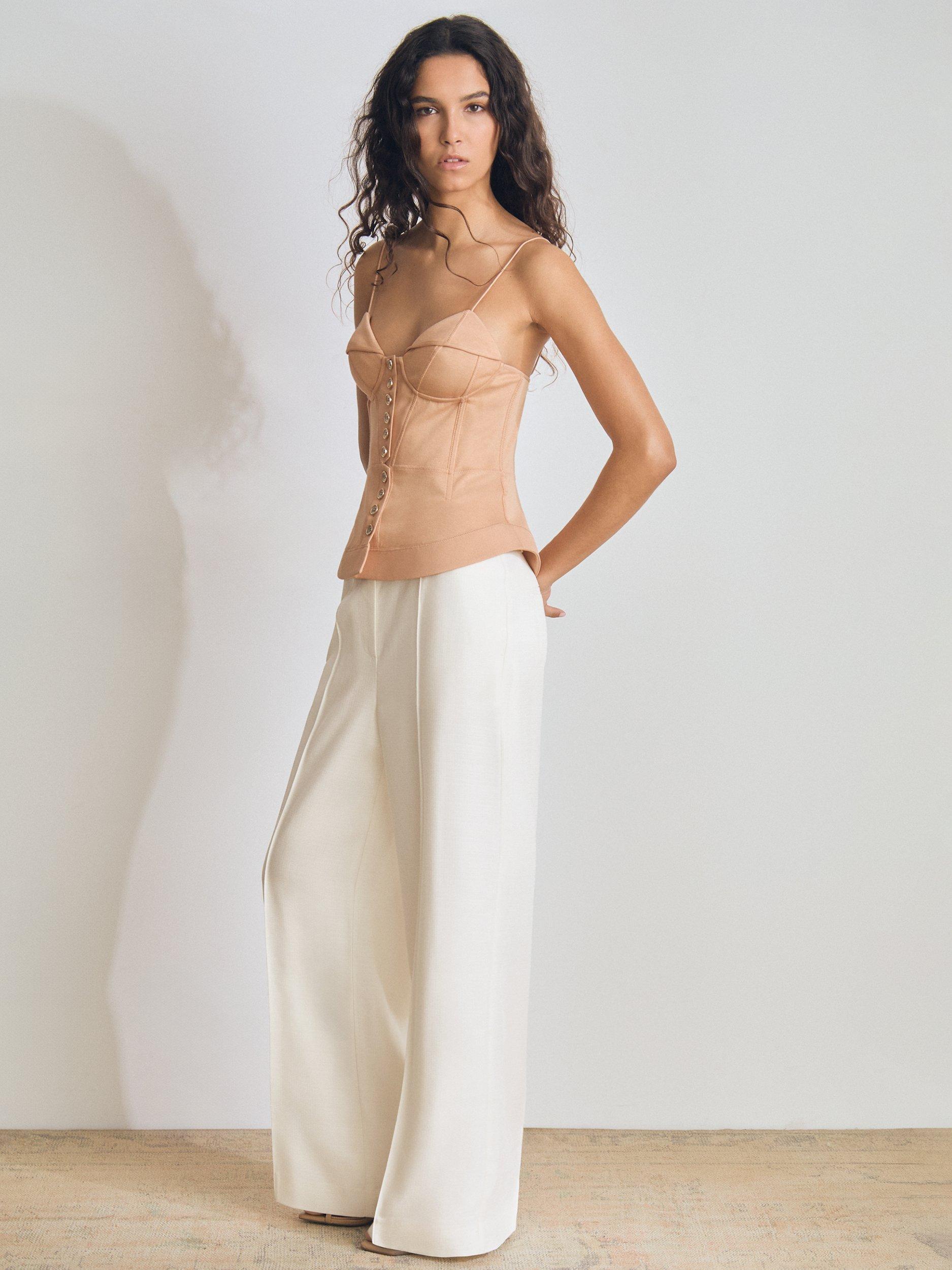 Product image 2 of 5, which shows Reiss Atelier Picton Corset Top, Beige, 8