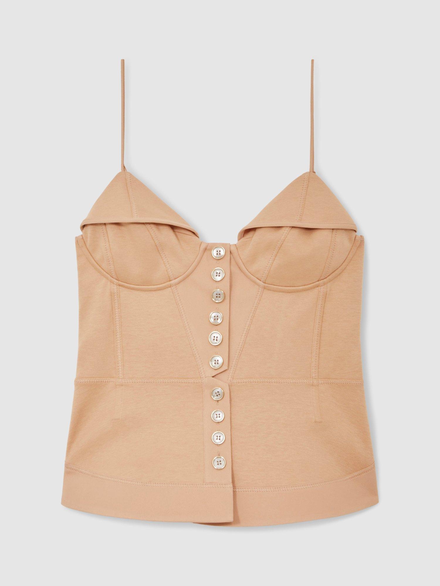 Product image 3 of 5, which shows Reiss Atelier Picton Corset Top, Beige, 8