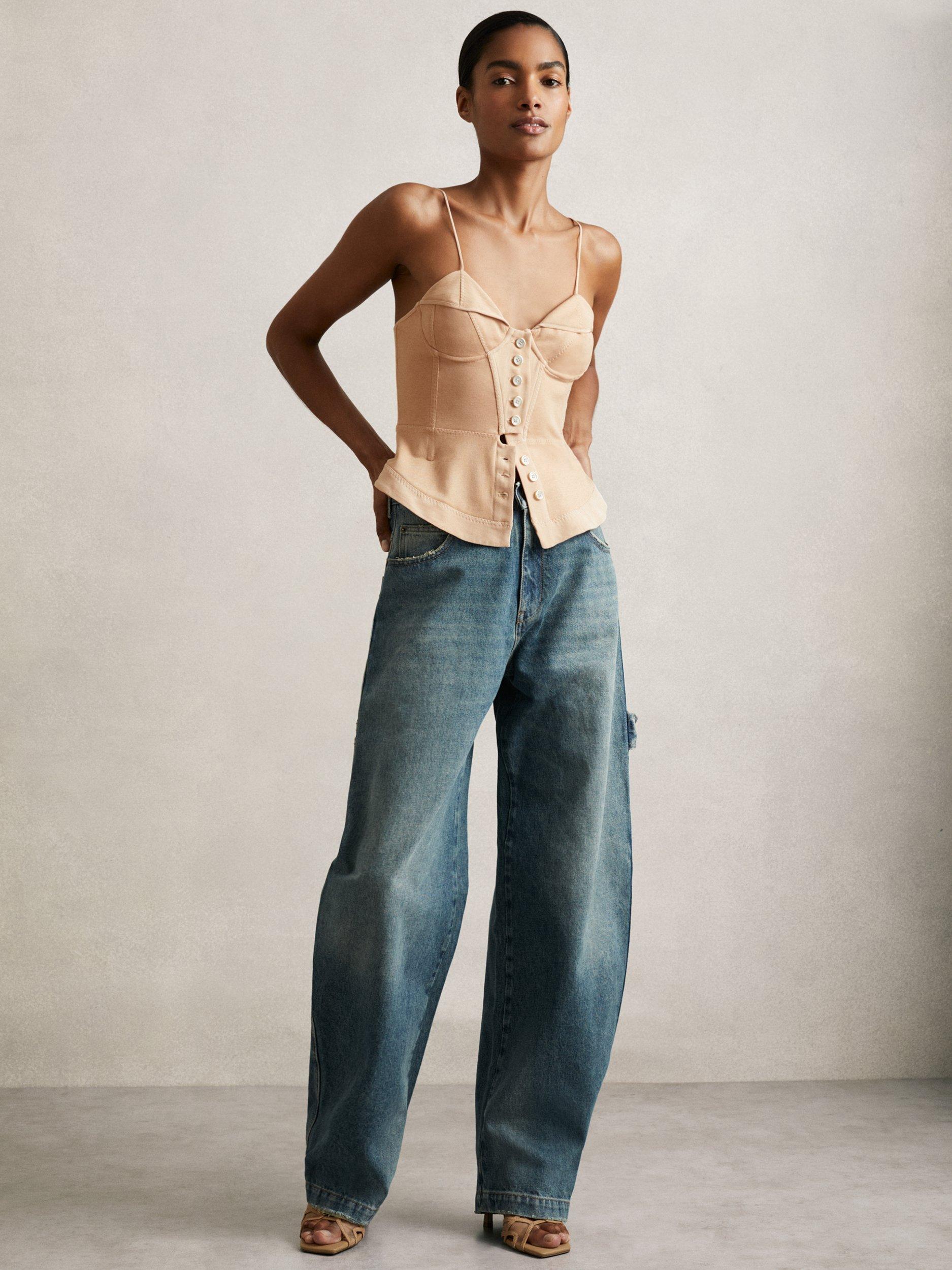 Product image 4 of 5, which shows Reiss Atelier Picton Corset Top, Beige, 8