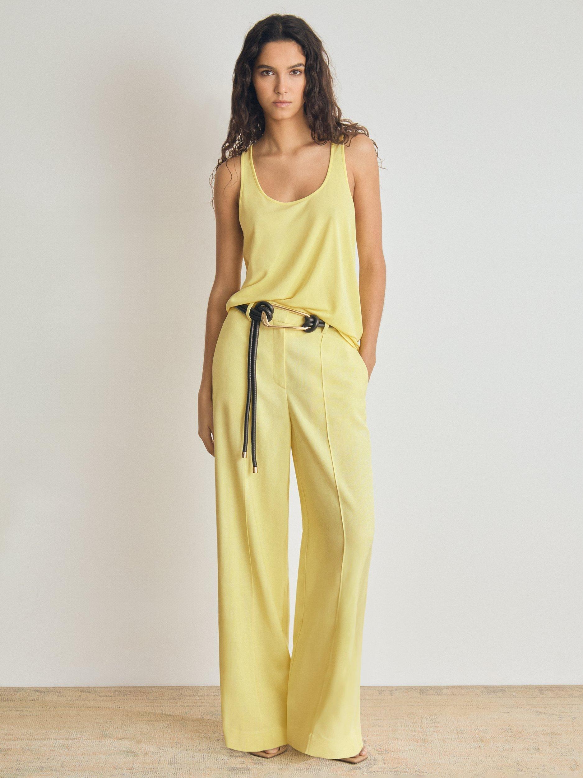 Product image 1 of 4, which shows Reiss Atelier Alecia Tailored Trousers, Yellow, 12