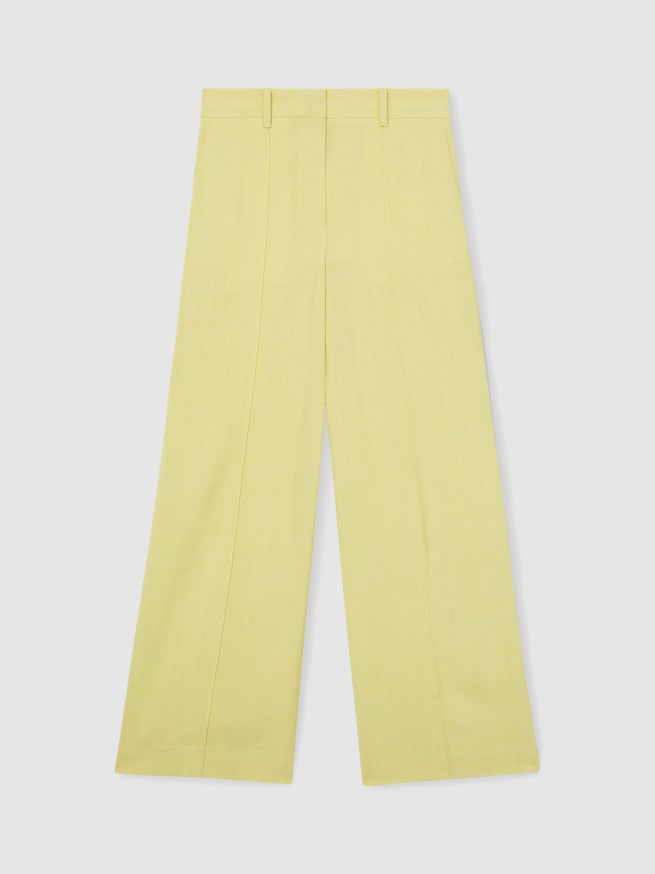 Product image 2 of 4, which shows Reiss Atelier Alecia Tailored Trousers, Yellow, 12