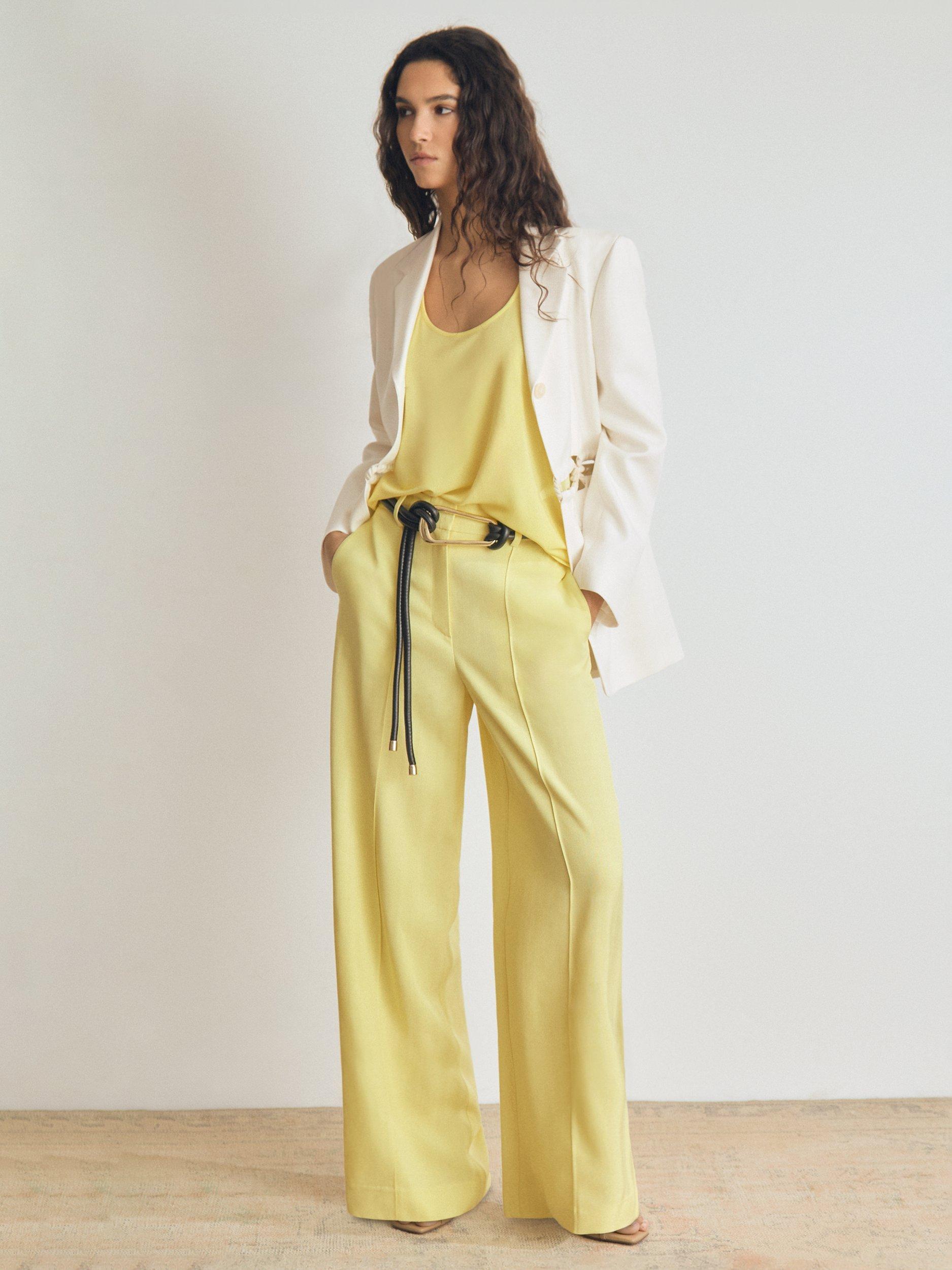 Product image 3 of 4, which shows Reiss Atelier Alecia Tailored Trousers, Yellow, 12