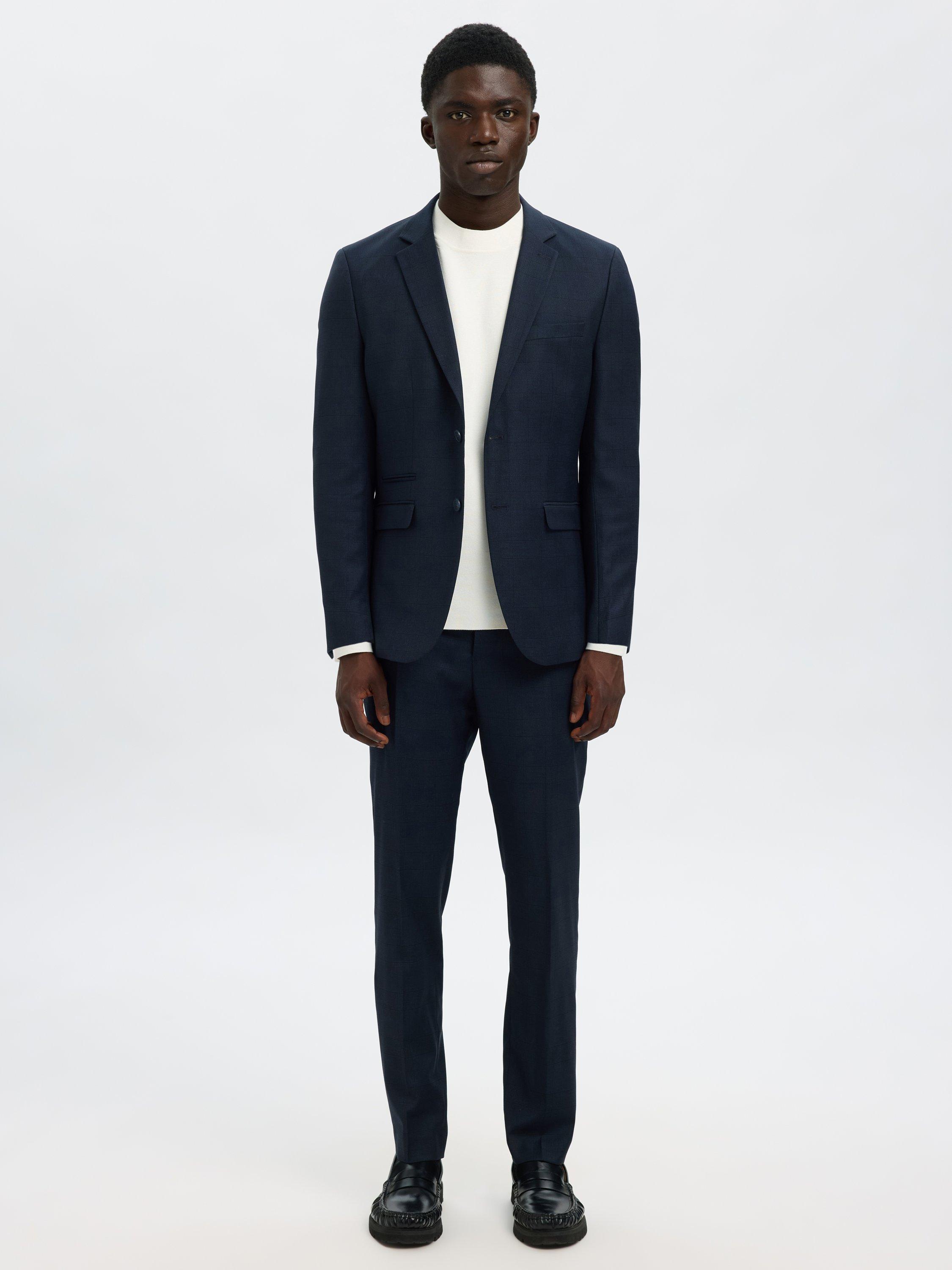 Product image 1 of 6, which shows SELECTED HOMME Neil Tailored Trousers, Navy Check, 30R