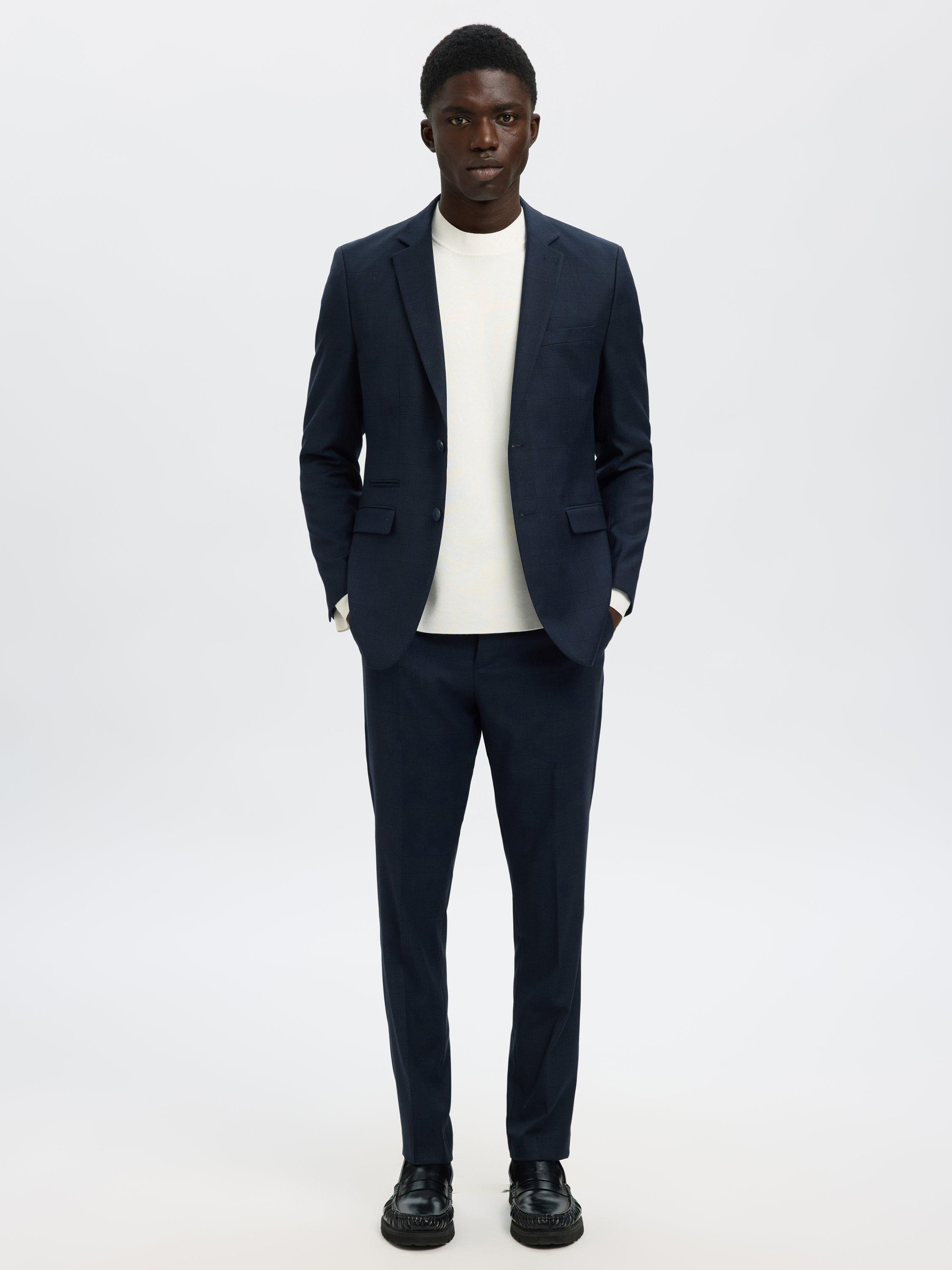 Product image 2 of 6, which shows SELECTED HOMME Neil Tailored Trousers, Navy Check, 30R