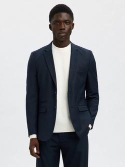 Selected Neil Single Breasted Blazer, Navy Check
