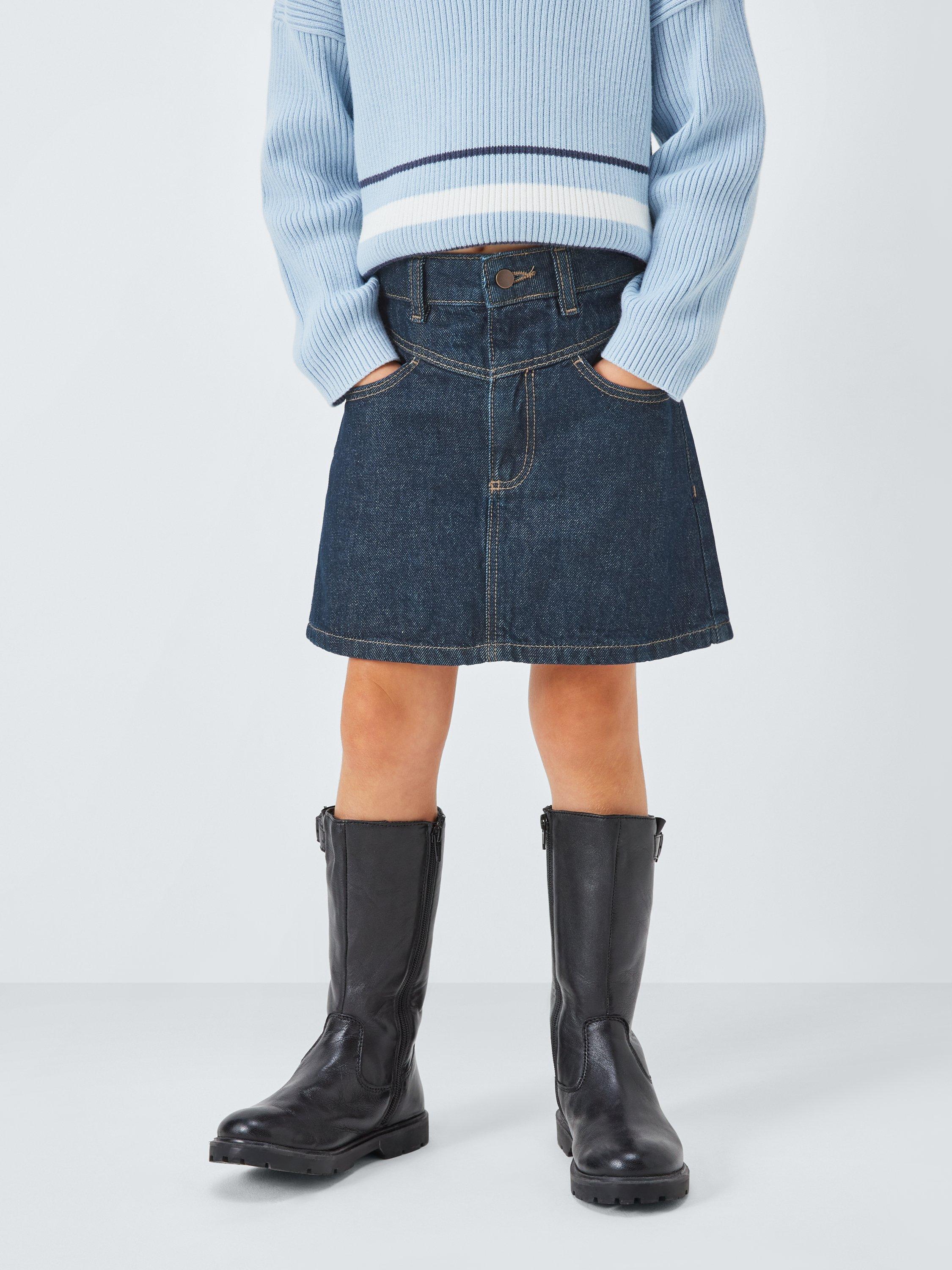 Product image 1 of 7, which shows John Lewis Kids' Western Denim Skirt, Blue, 3 years