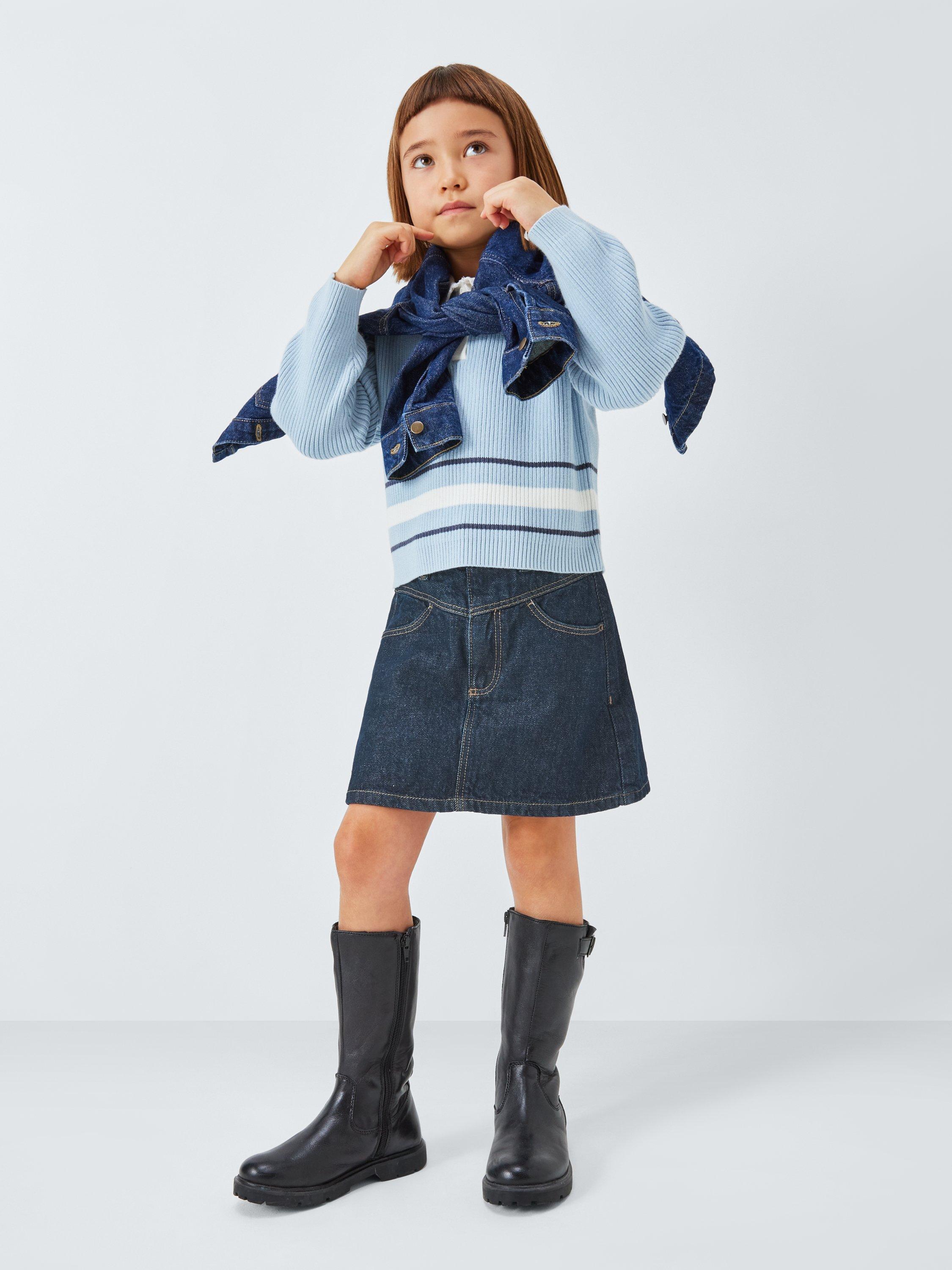 Product image 2 of 7, which shows John Lewis Kids' Western Denim Skirt, Blue, 3 years