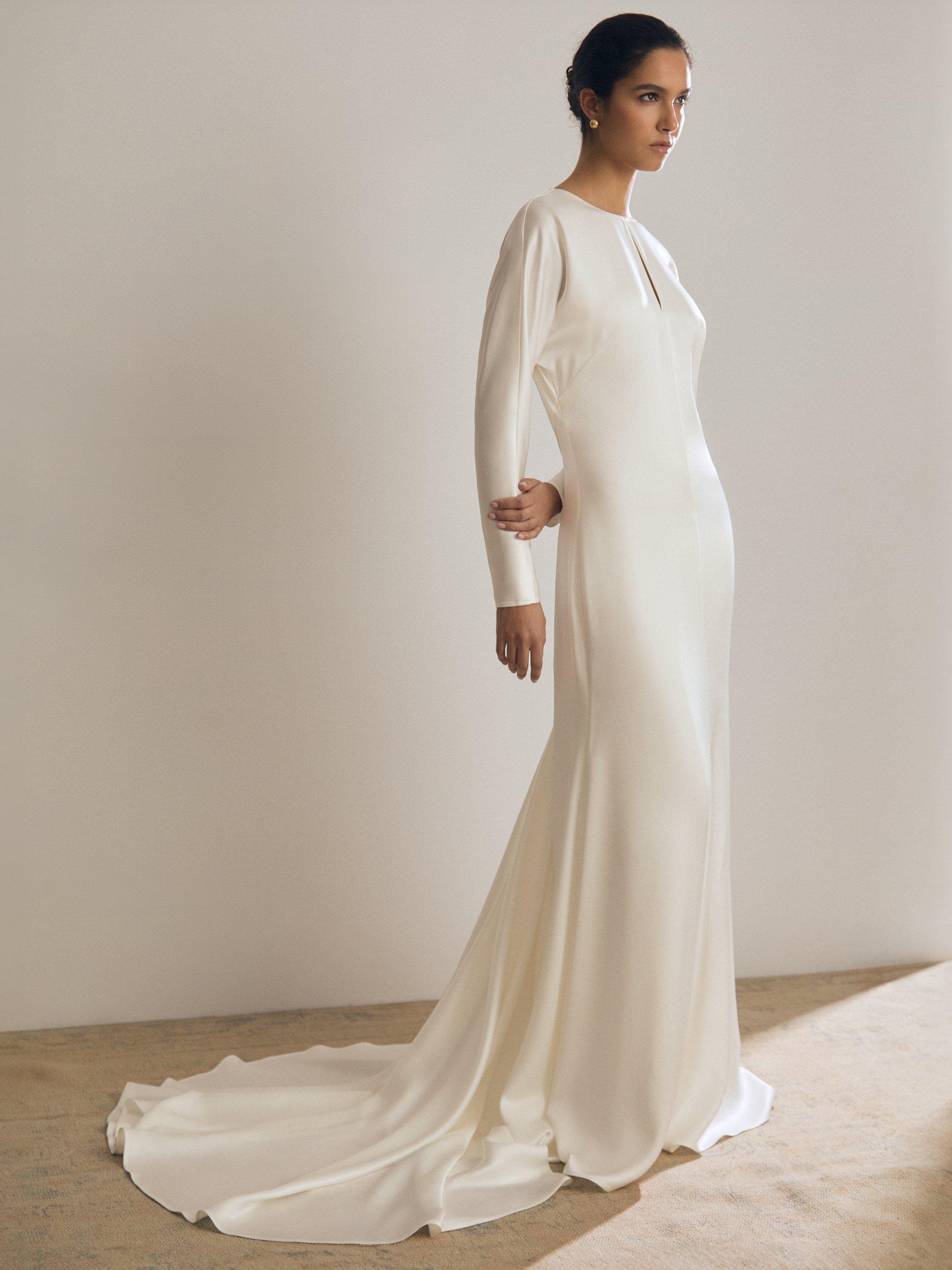 Reiss Atelier Clemence Long Sleeve Wedding Dress, White