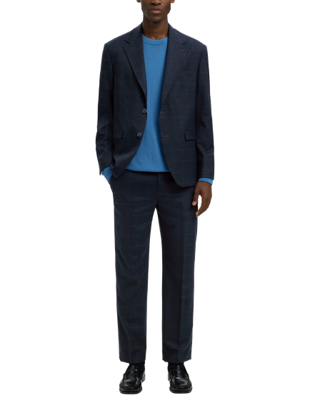 Selected Max Lano Tailored Trousers, Navy Check