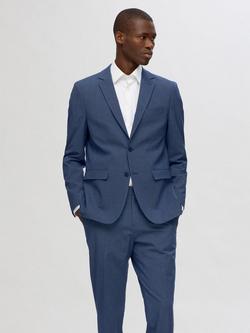 Selected Liam Houndstooth Slim Fit Blazer, Mid Blue, Mid Blue