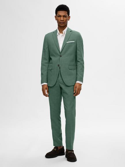 Selected Oasis Wool Linen Blend Suit Jacket - view 2, Dark Green Melange