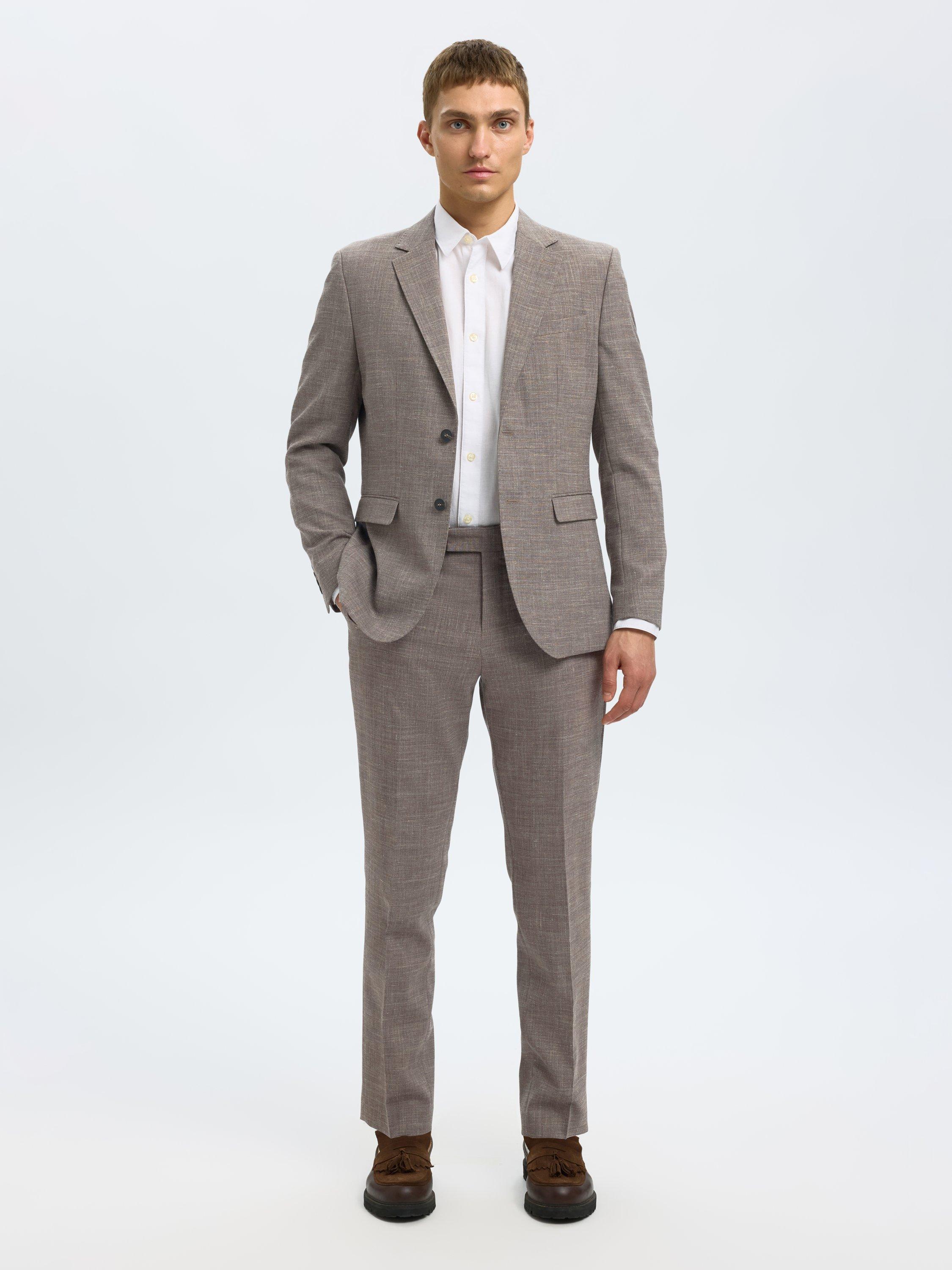 Product image 3 of 7, which shows Selected Oasis Wool Linen Blend Suit Jacket, Dark Sand Melange, 36R