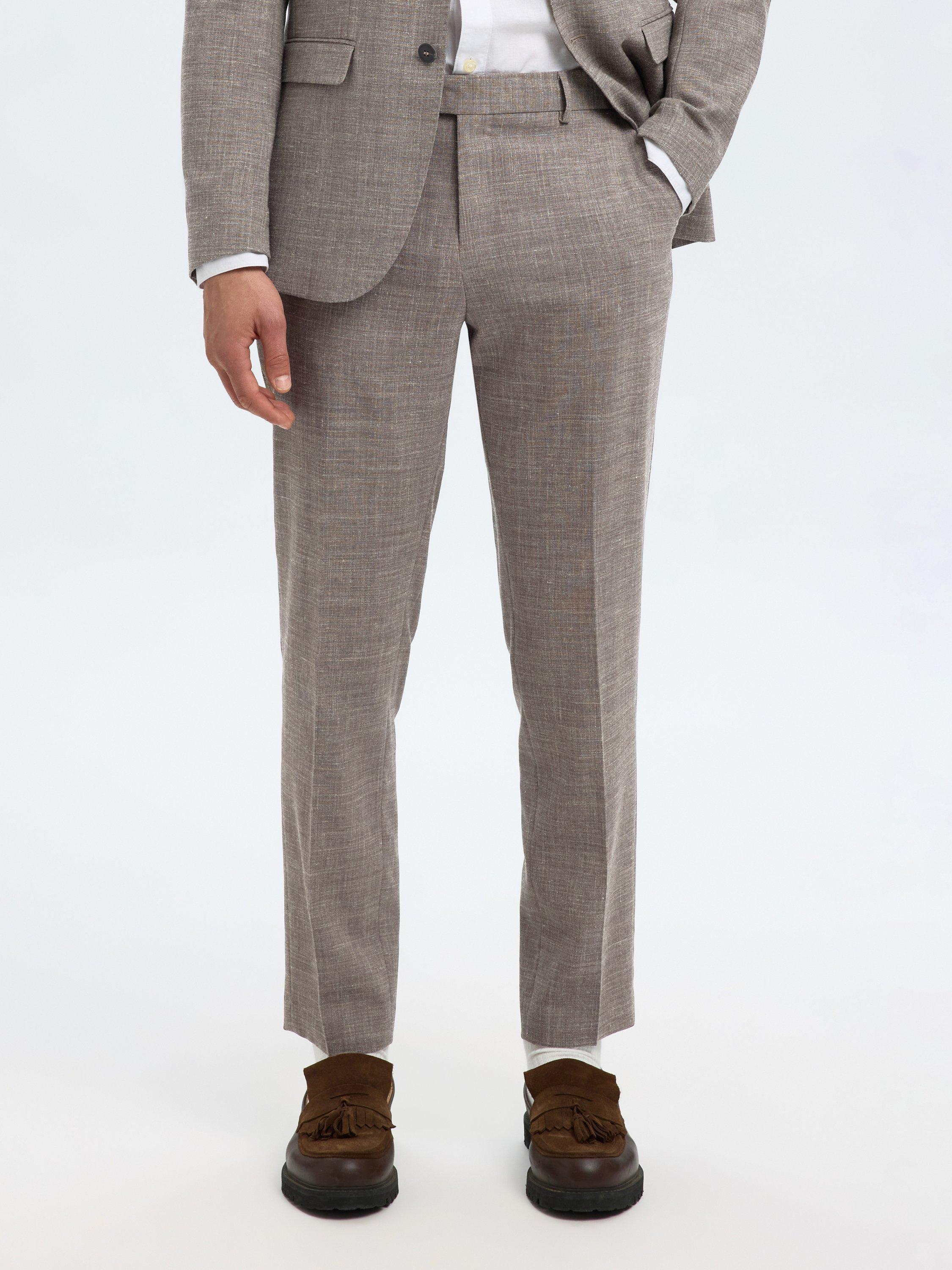 Product image 1 of 7, which shows Selected Oasis Wool Linen Blend Suit Trousers, Dark Sand Melange, 30R