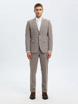 Selected Oasis Wool Linen Blend Suit Trousers - view 2, Dark Sand Melange