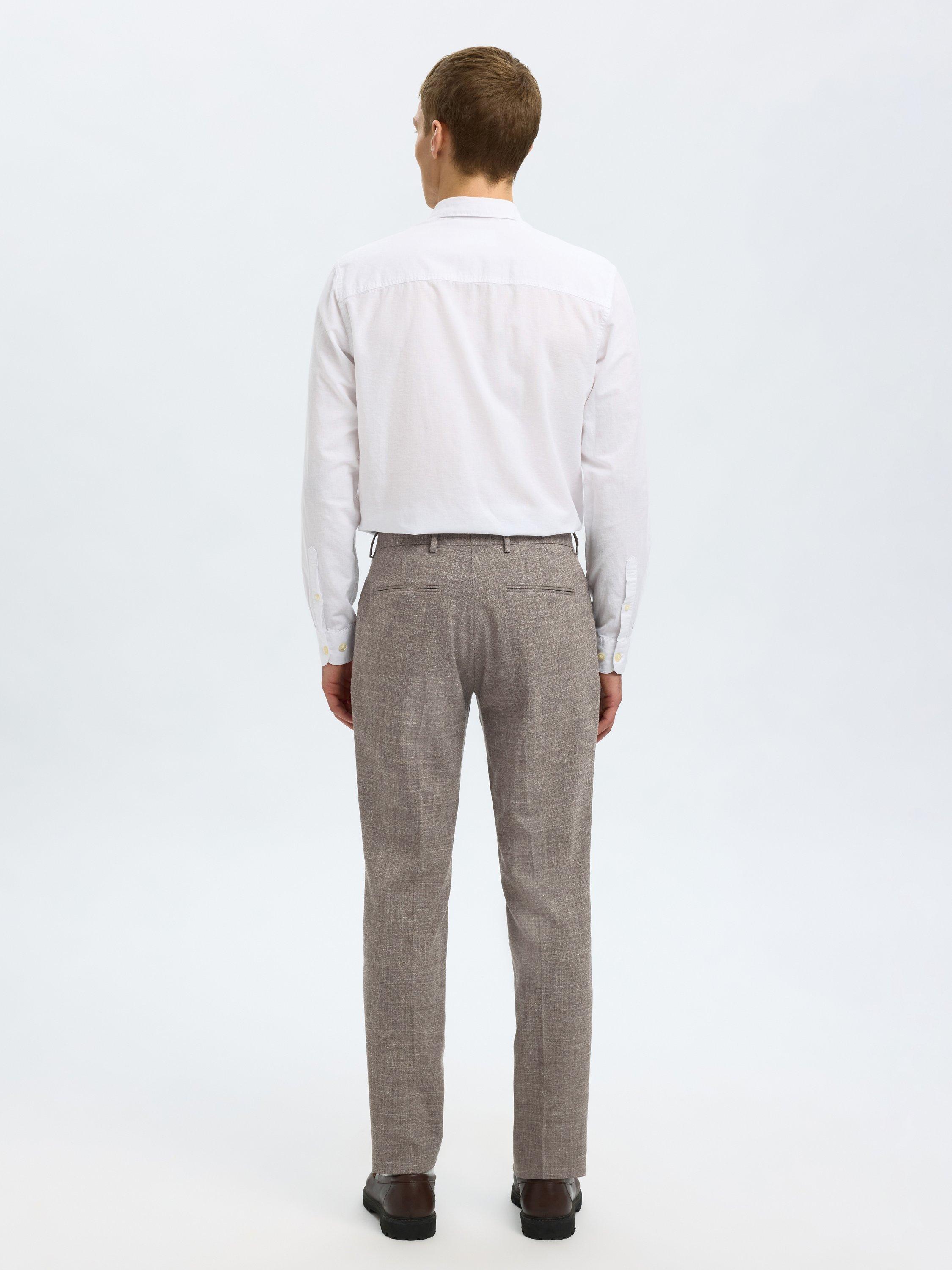 Product image 4 of 7, which shows Selected Oasis Wool Linen Blend Suit Trousers, Dark Sand Melange, 30R