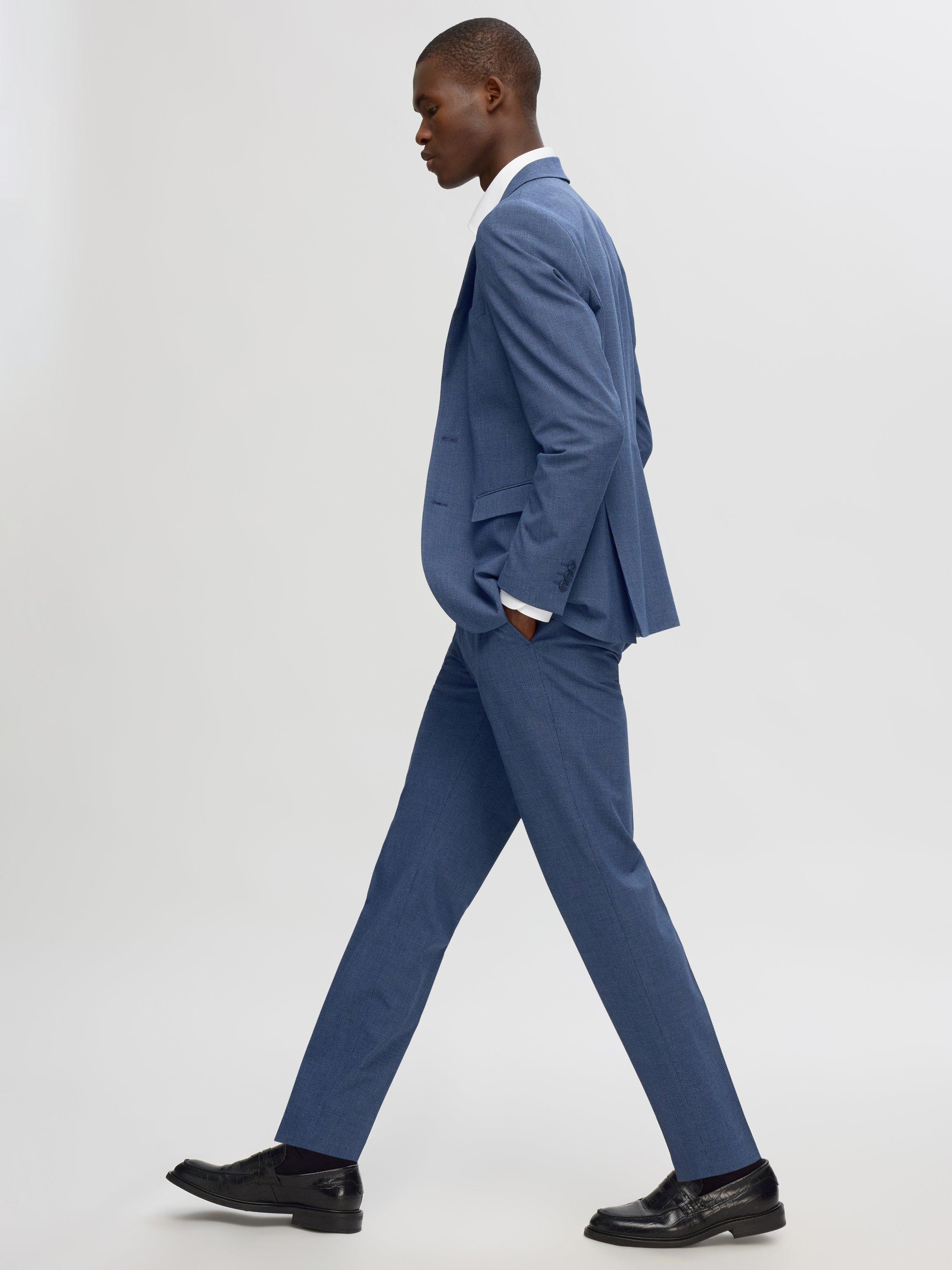 Product image 5 of 6, which shows Selected Liam Slim Fit Tailored Suit Trousers, Mid Blue, 30R