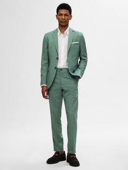 Selected Oasis Wool Linen Blend Suit Trousers - view 2, Dark Green Melange