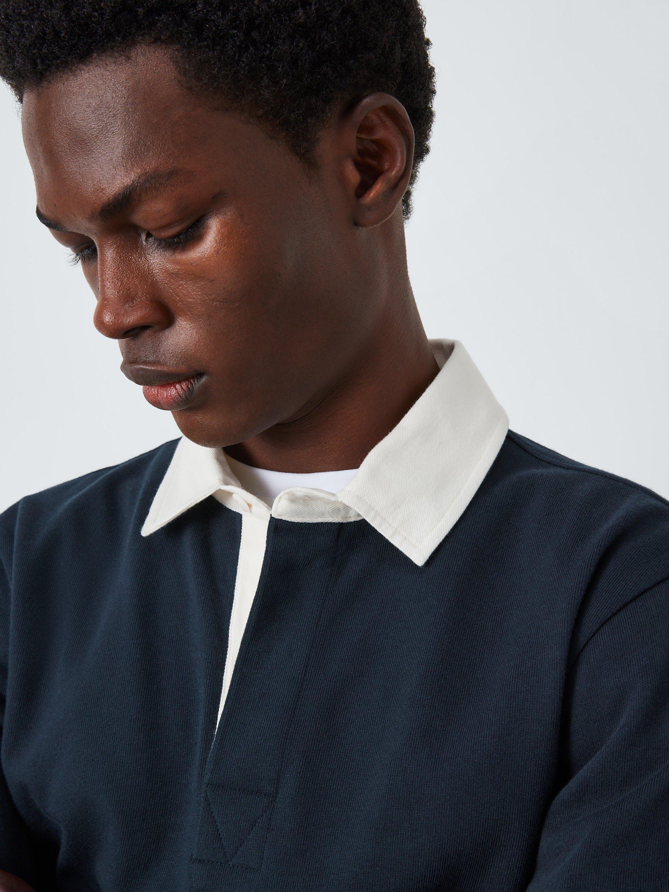 Product image 4 of 6, which shows John Lewis Cotton Rugby Shirt, Sky Captain, S