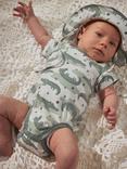 Polarn O. Pyret Baby Organic Cotton Crocodile Print Bodysuit, White