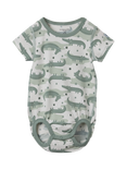 Polarn O. Pyret Baby Organic Cotton Crocodile Print Bodysuit, White