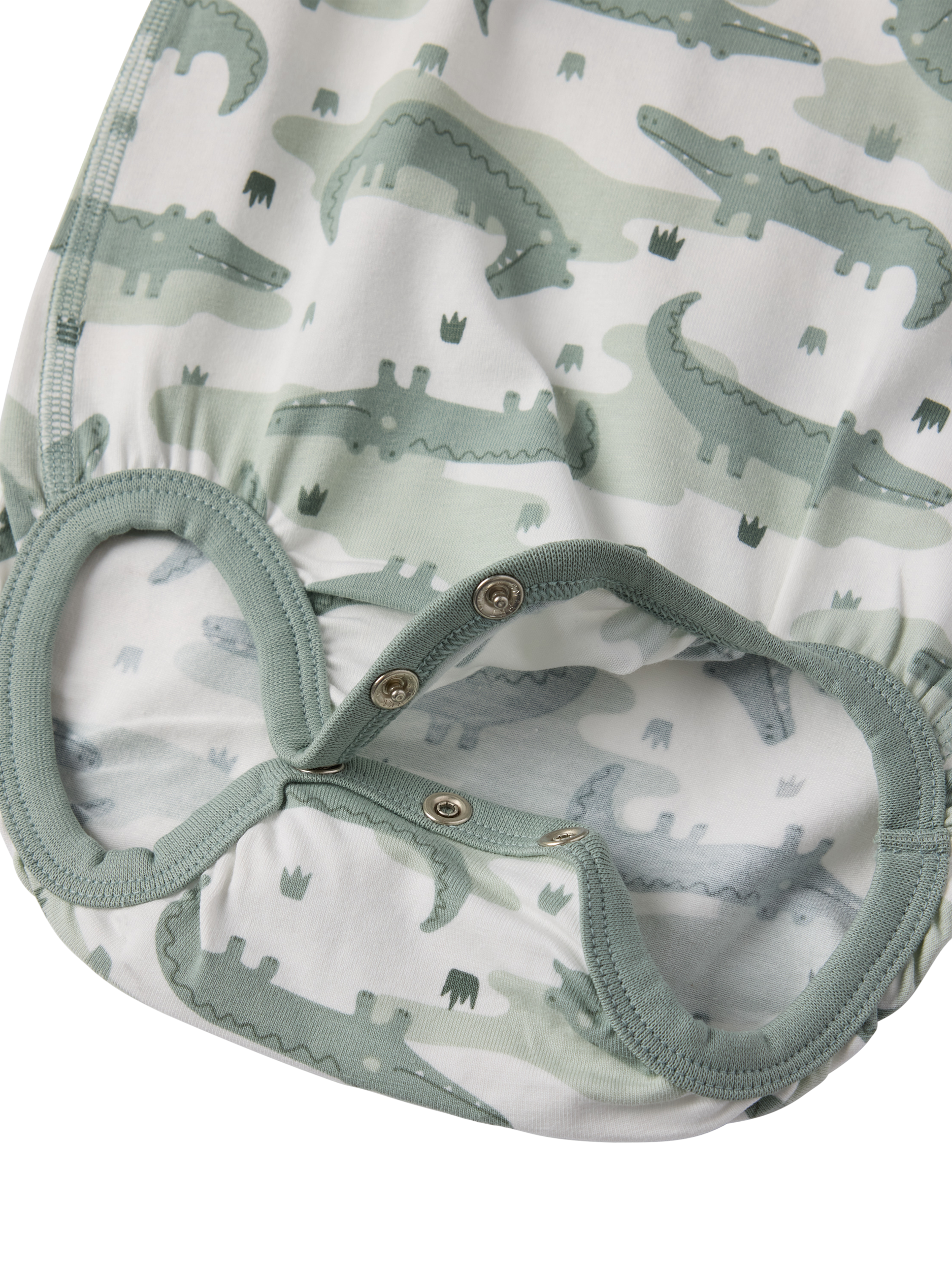 Product image 3 of 3, which shows Polarn O. Pyret Baby Organic Cotton Crocodile Print Bodysuit , White, 1-2 months
