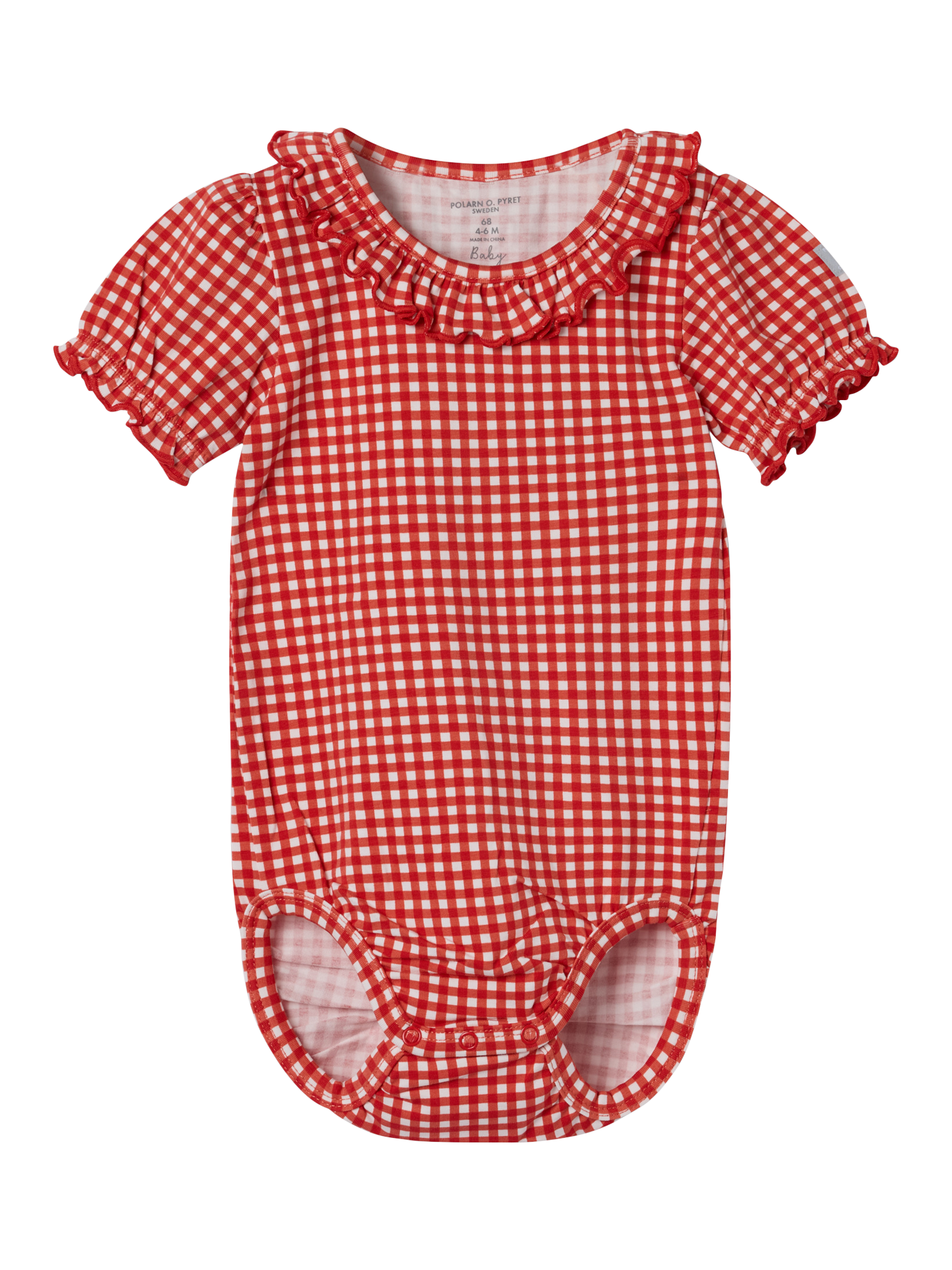 Polarn O. Pyret Baby Gingham Bodysuit, Red