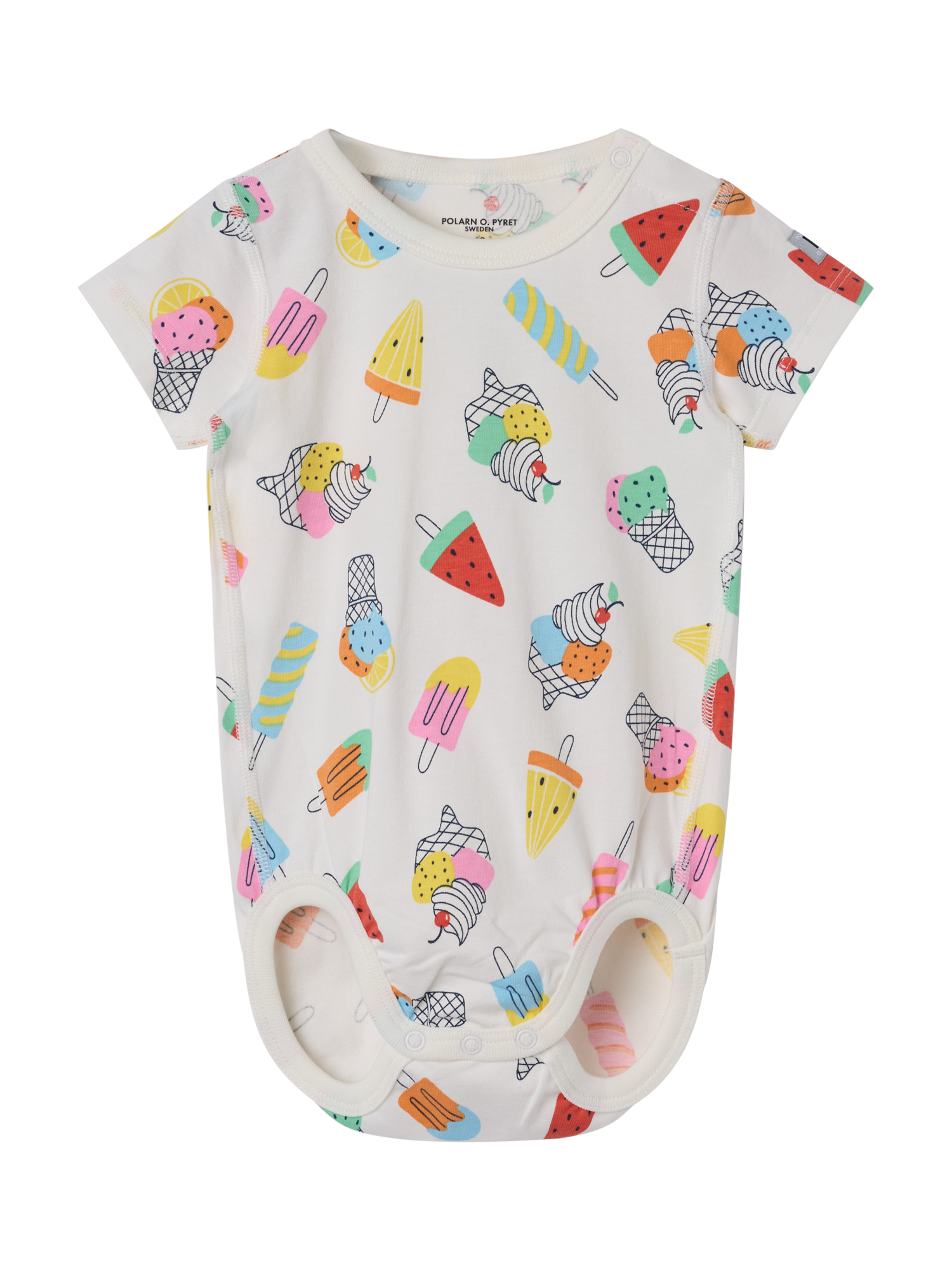 Polarn O. Pyret Baby Ice Cream Print Bodysuit, White