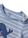 Polarn O. Pyret Baby Rib Whale Applique Bodysuit, Blue