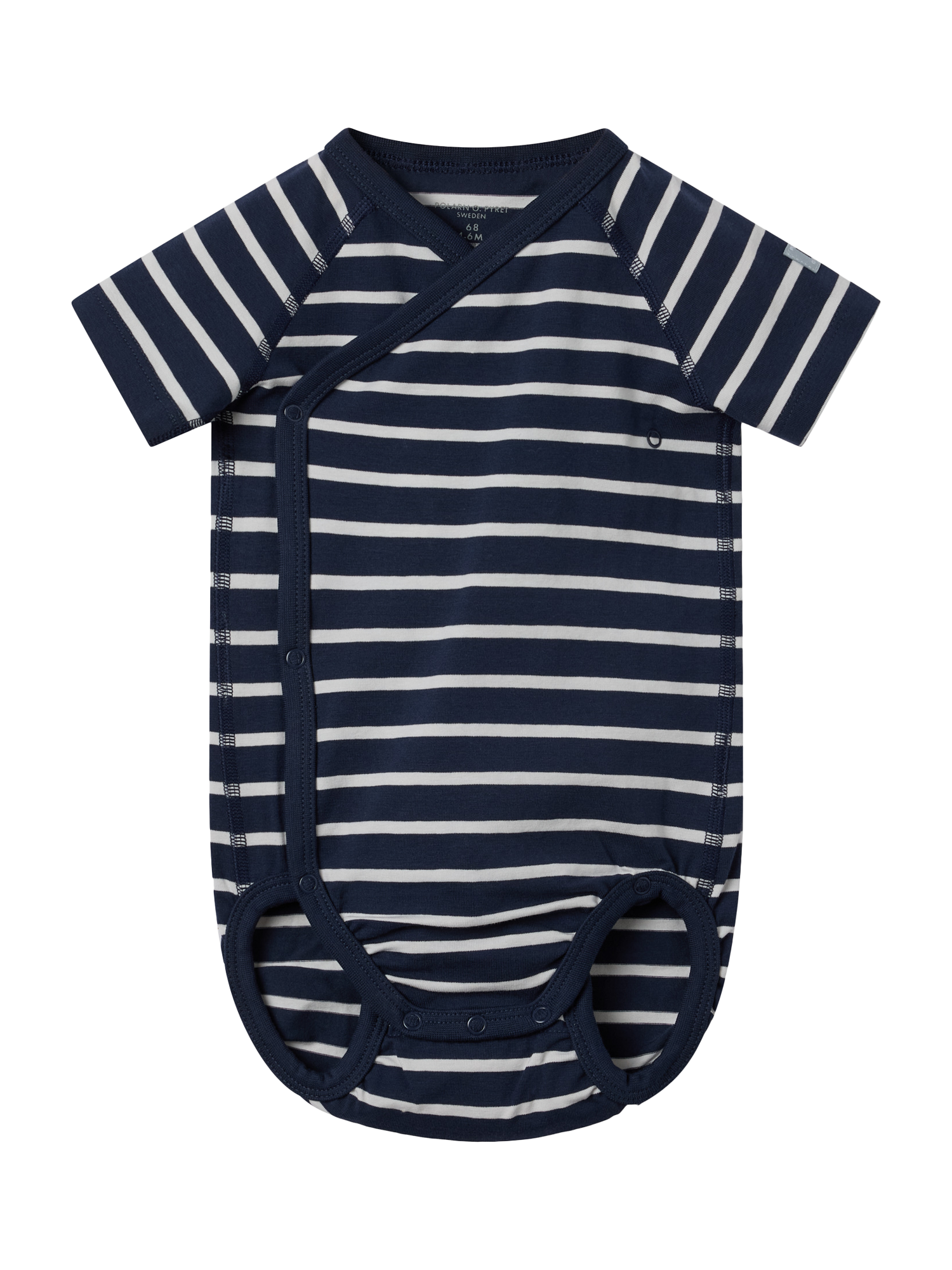 Polarn O. Pyret Baby Stripe Wrap Bodysuit, Blue