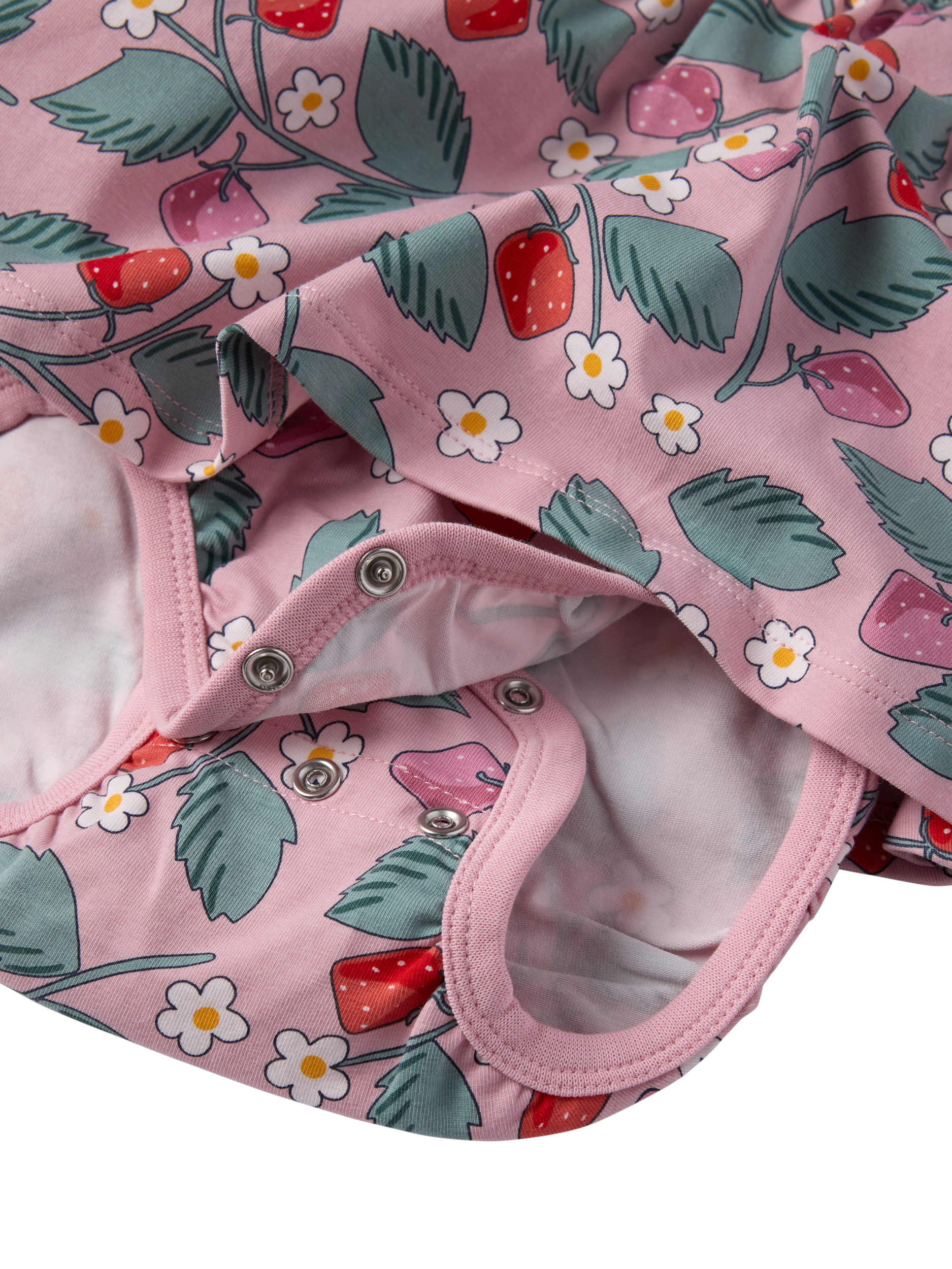 Product image 3 of 3, which shows Polarn O. Pyret Baby Strawberry Bodysuit Dress, Pink, 1-2 months