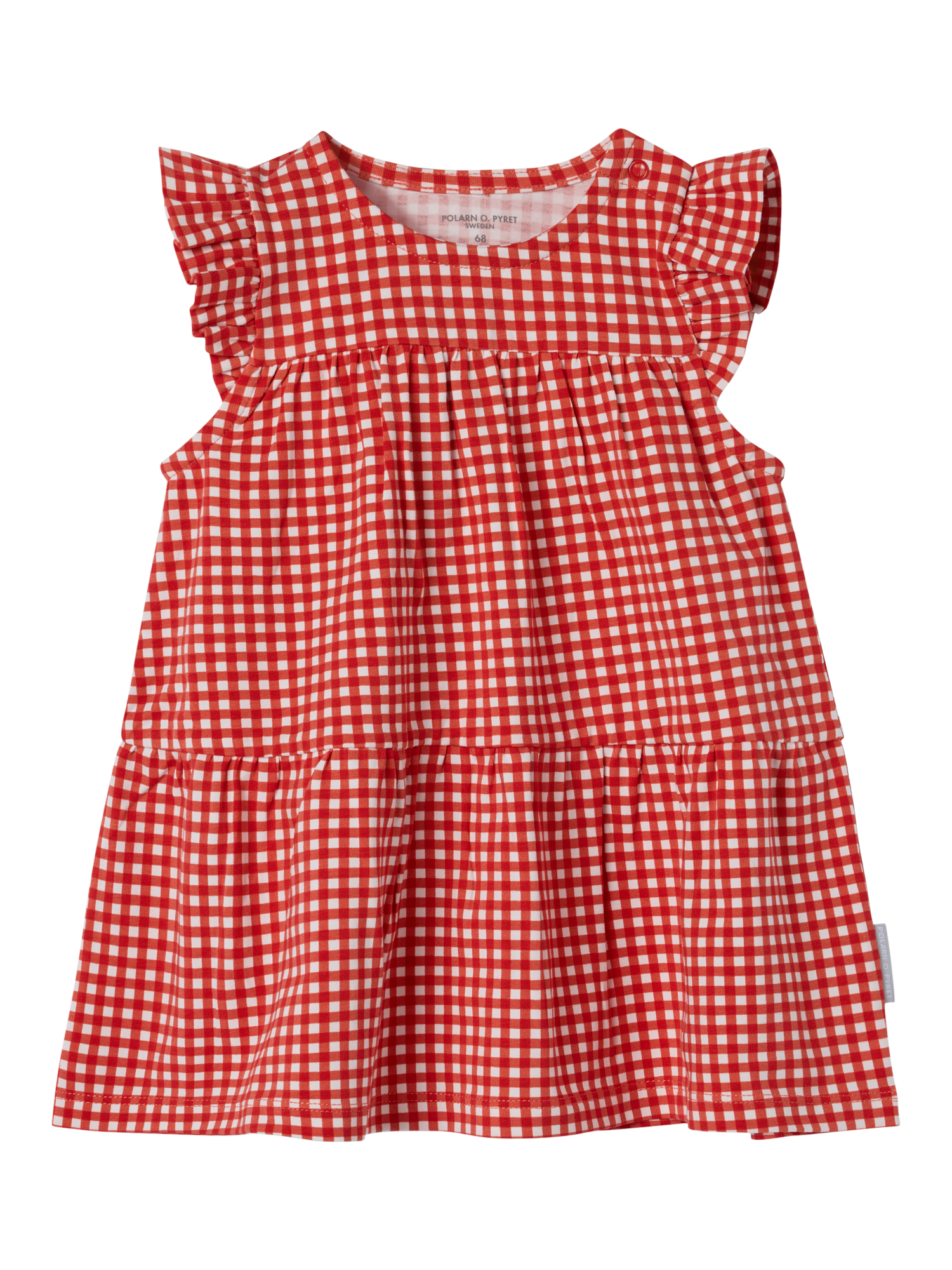 Product image 2 of 3, which shows Polarn O. Pyret Baby Gingham Dress, Red, 1-2 months