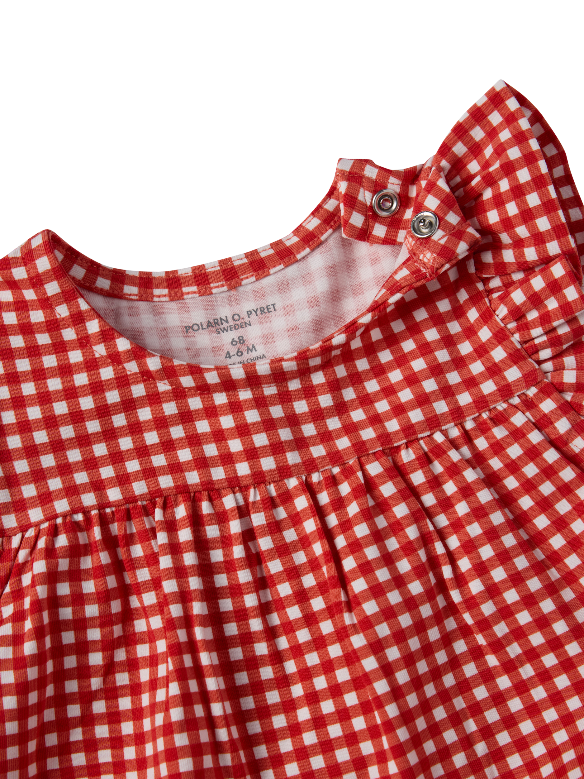 Product image 3 of 3, which shows Polarn O. Pyret Baby Gingham Dress, Red, 1-2 months