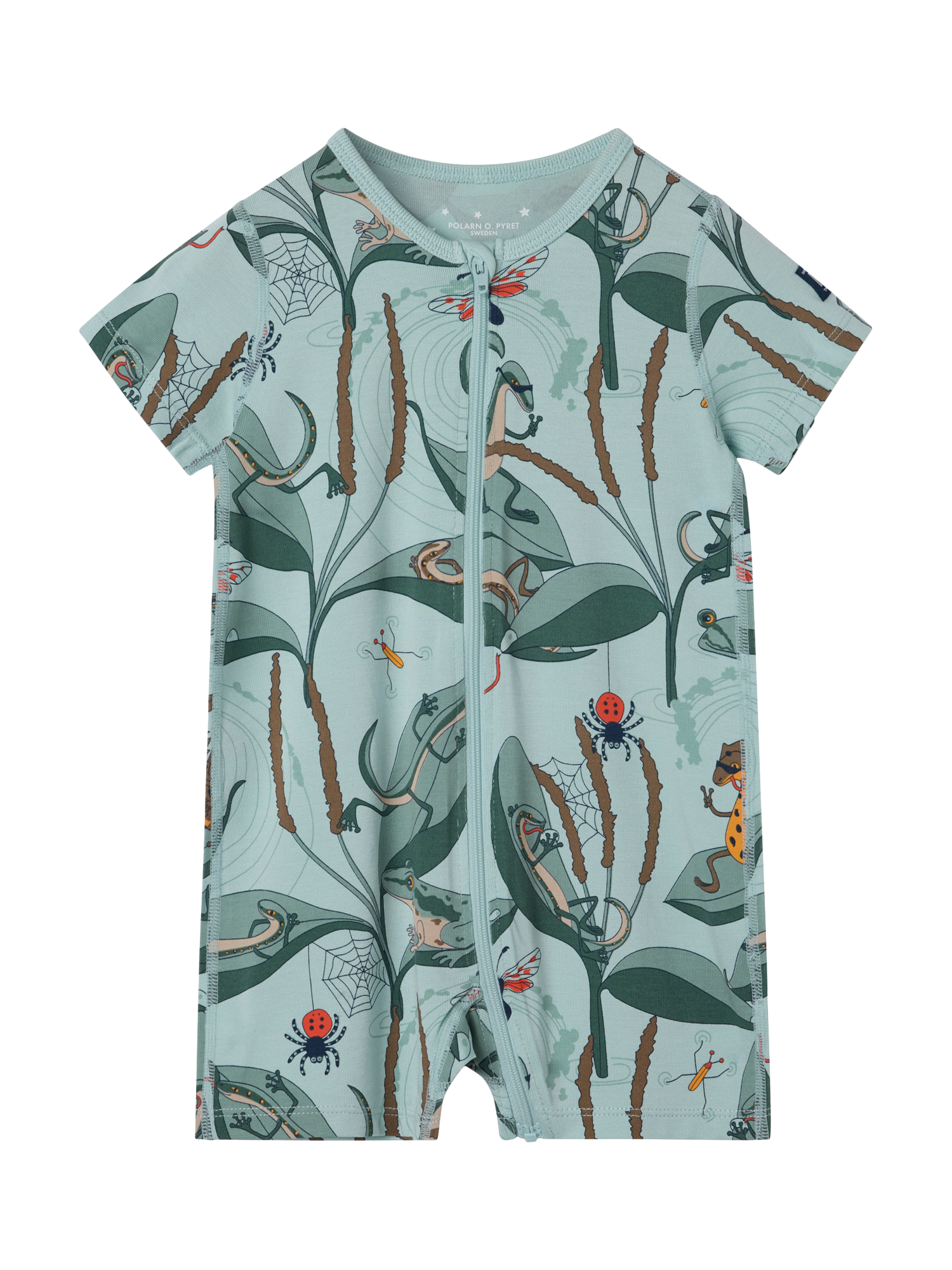 Polarn O. Pyret Baby Lizard Print Onesie Pyjamas, Blue