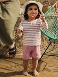 Polarn O. Pyret Baby Organic Cotton Stripe Top & Shorts Set, Pink