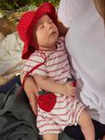 Polarn O. Pyret Baby Strawberry Striped Organic Cotton Blend Romper, White
