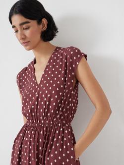 HUSH Klara Polka Dot Hankerchief Hem Maxi Dress containing LENZING™ ECOVERO™ Viscose - view 2, Dark Red