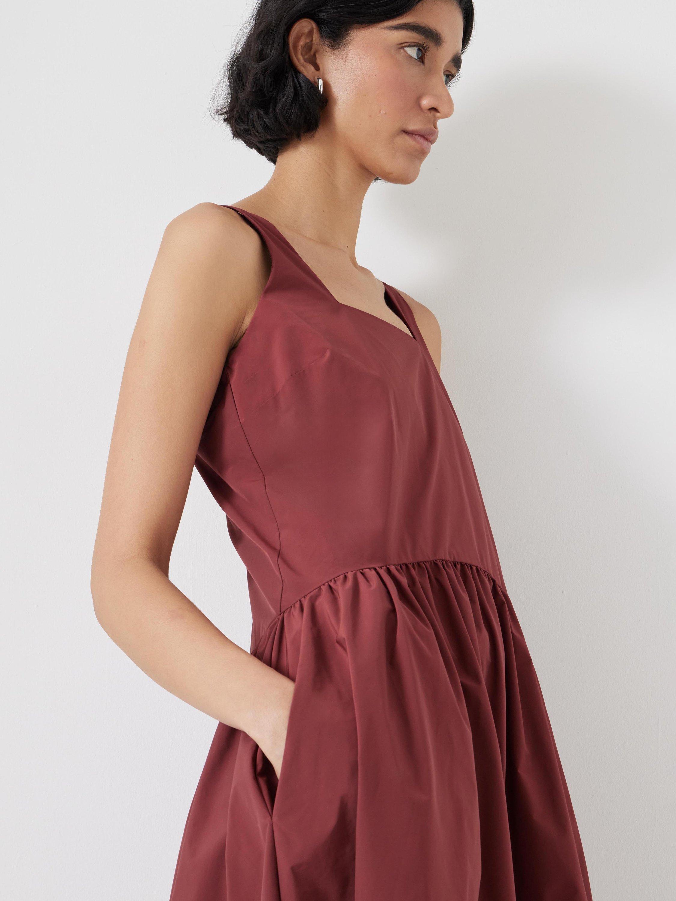 Product image 2 of 5, which shows HUSH Romi Midi Ballerina Dress, Port Red, XS Reg