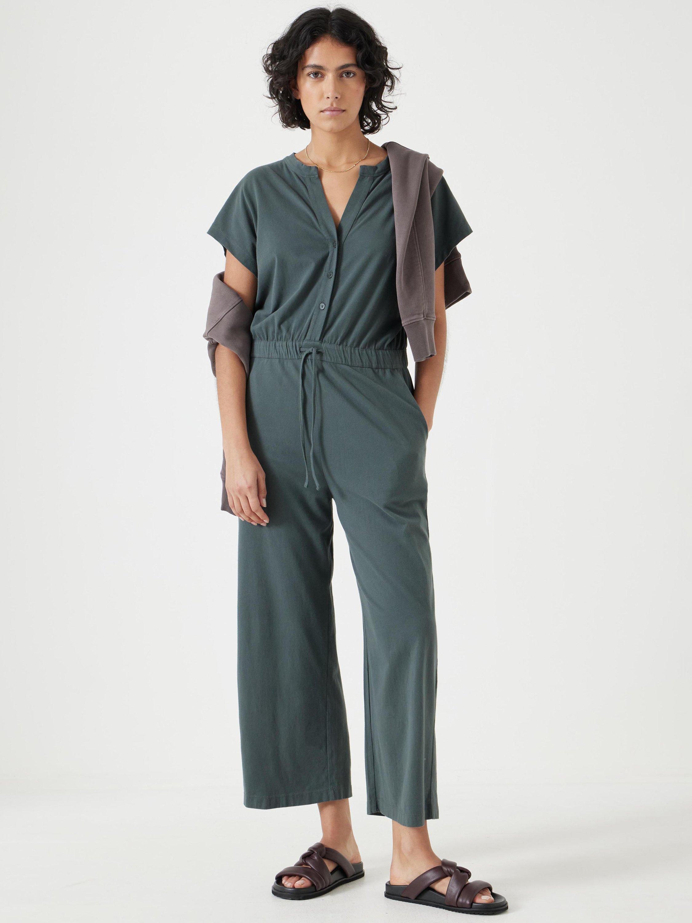 Product image 1 of 5, which shows HUSH Kendall Jersey Jumpsuit, Washed Dark Green, 4R